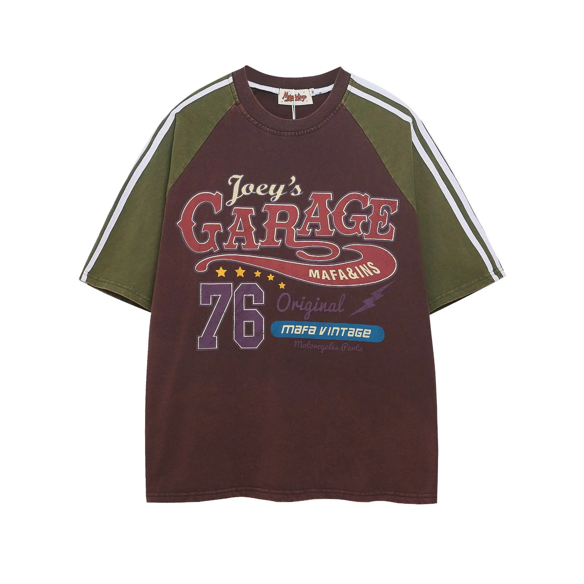 Jiayiku Fashion Brand  Summer T-shirt New American Retro Couple T-shirt Loose Raglan Sleeve Color-matching Short Sleeve Men display picture 5