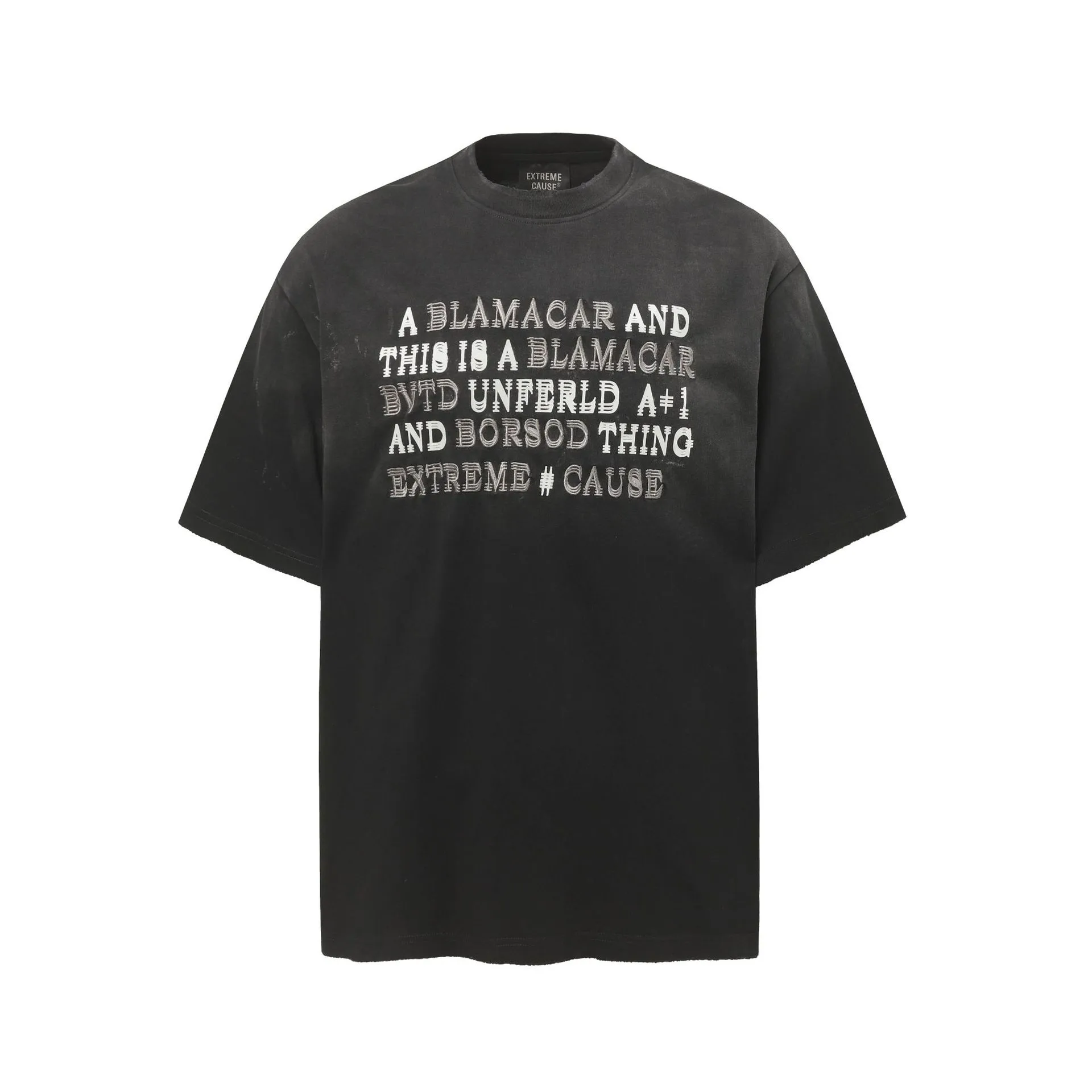 Jiayiku  Summer Cotton T-shirt American Retro Trendy Brand Niche Embroidery Dirty Dye Washed T-shirt Short Sleeve T-shirt For Men And Women display picture 6