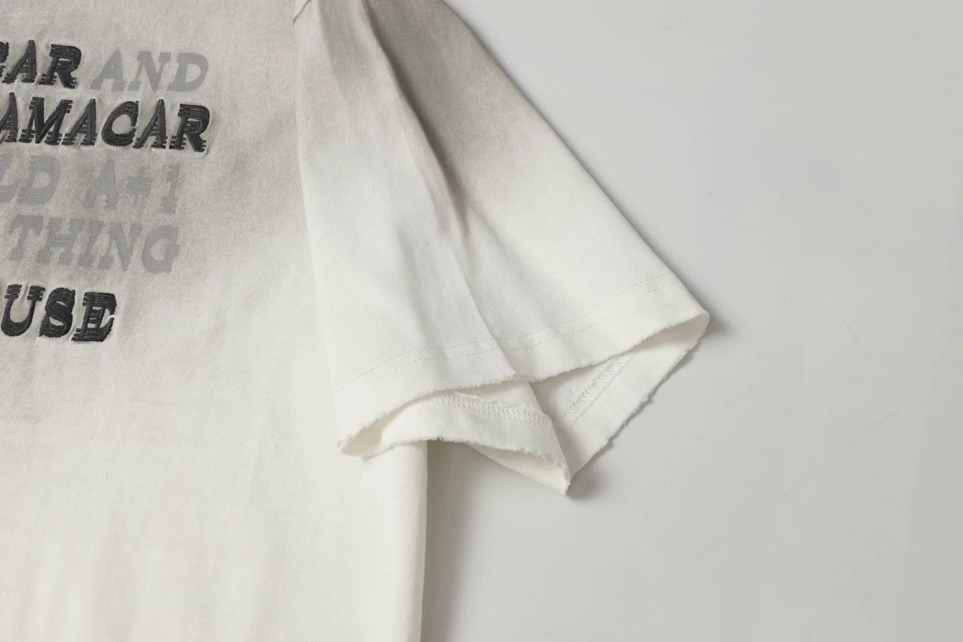Jiayiku  Summer Cotton T-shirt American Retro Trendy Brand Niche Embroidery Dirty Dye Washed T-shirt Short Sleeve T-shirt For Men And Women display picture 11