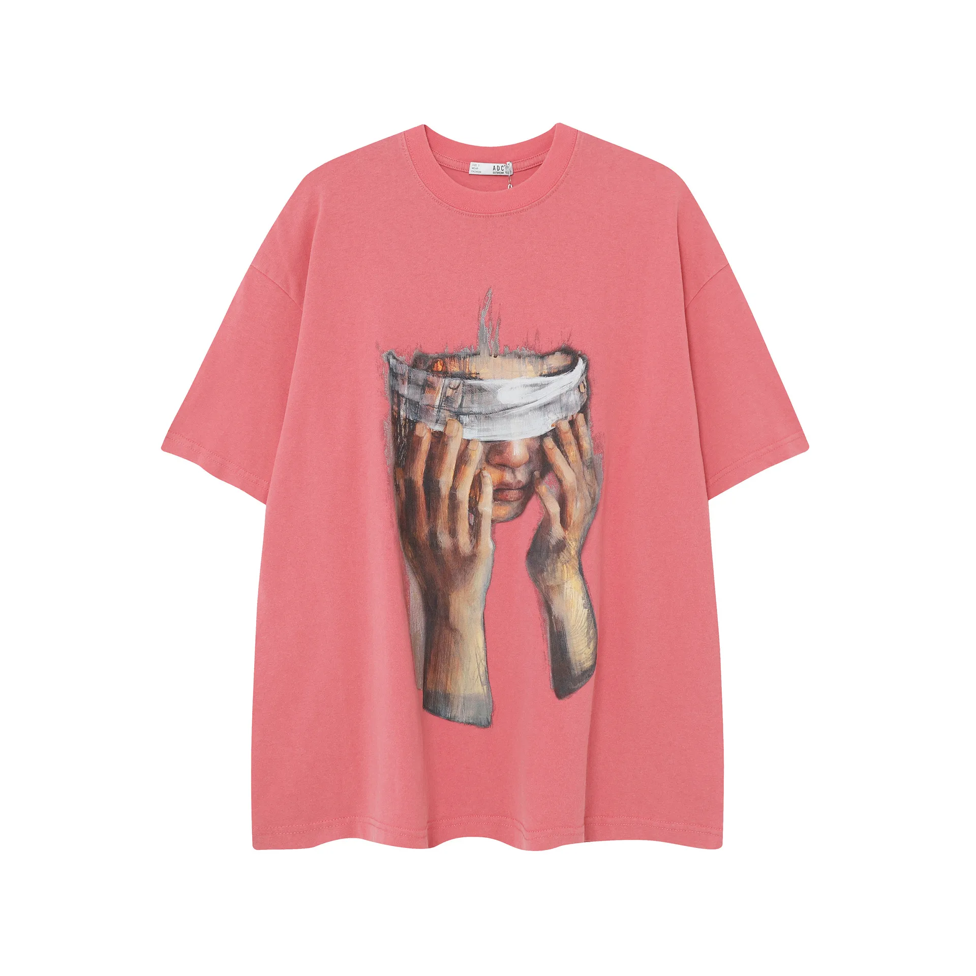 Jiayiku  Summer Couple T-shirt Plus Size American Retro Trendy Brand Oil Painting Style Washed T-shirt Short Sleeve Men's Loose display picture 3