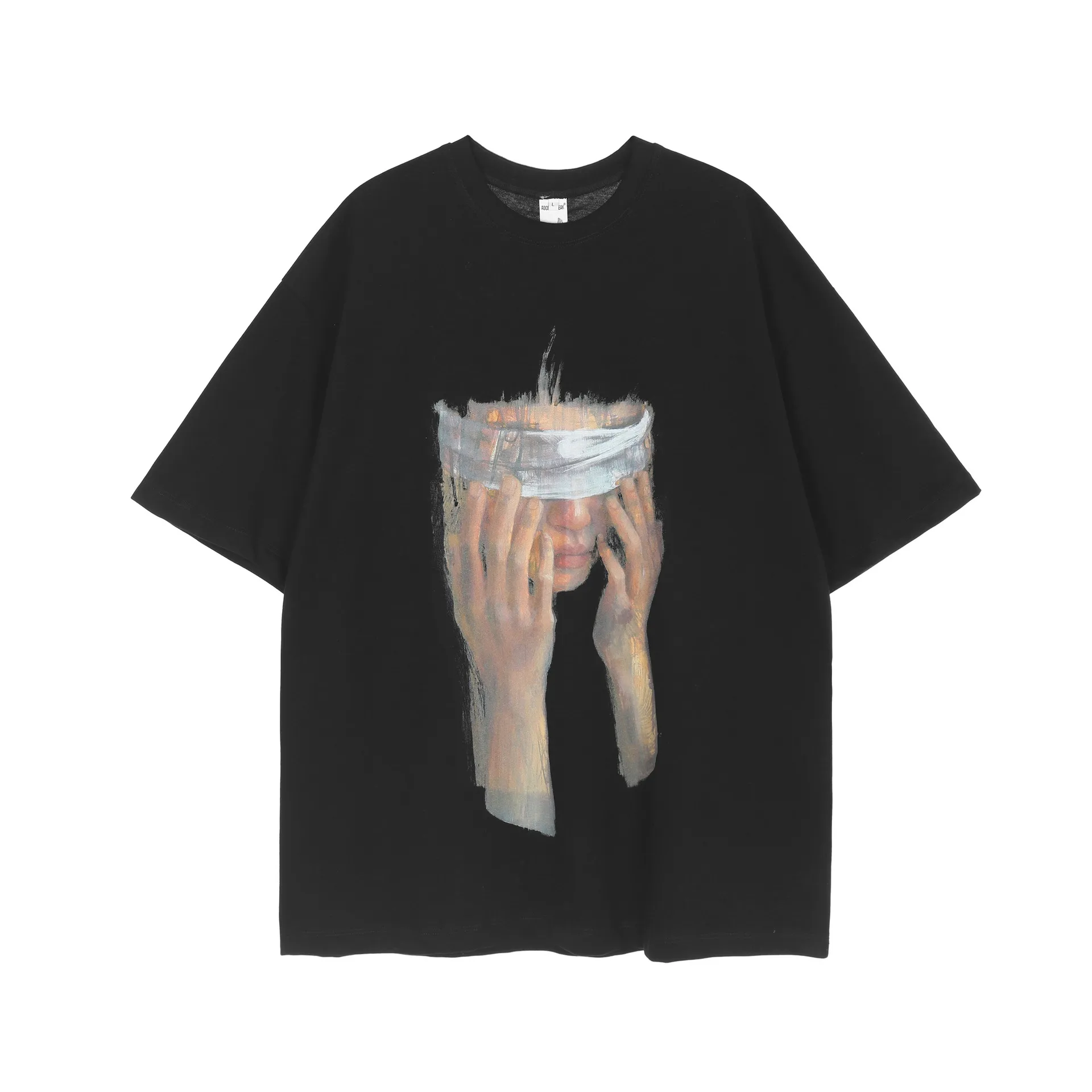 Jiayiku  Summer Couple T-shirt Plus Size American Retro Trendy Brand Oil Painting Style Washed T-shirt Short Sleeve Men's Loose display picture 7