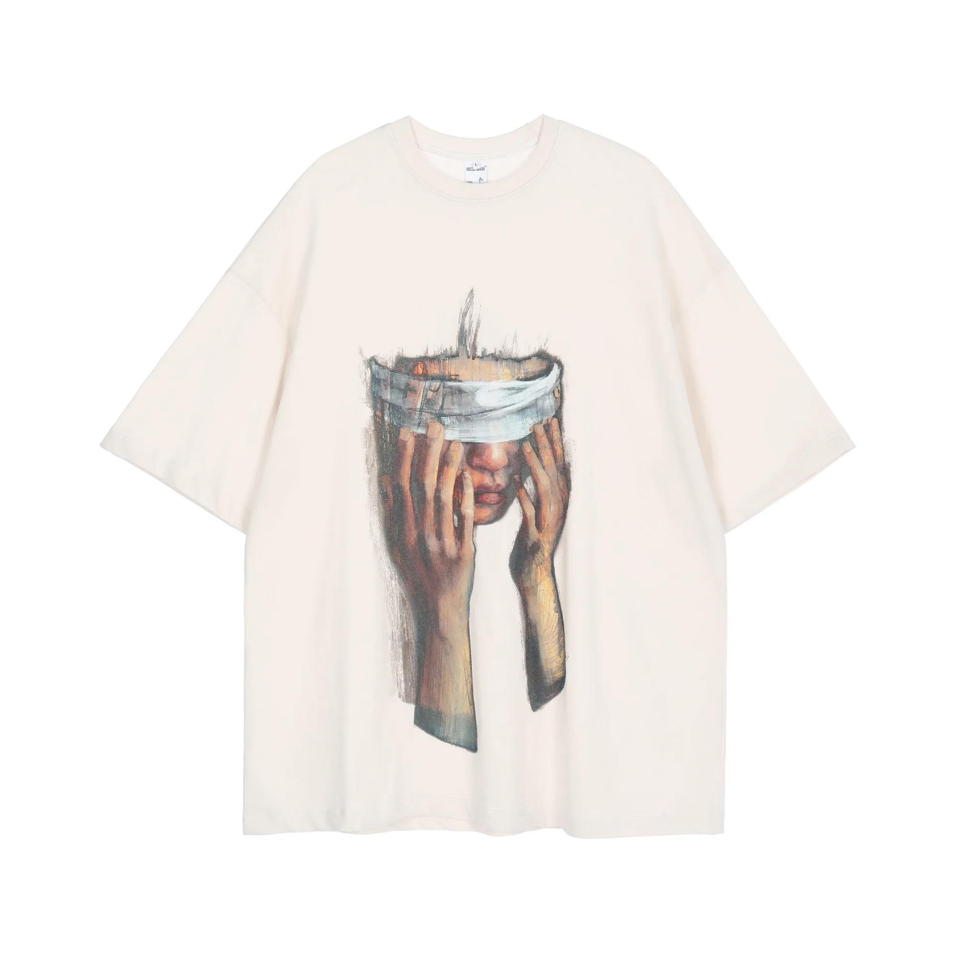 Jiayiku  Summer Couple T-shirt Plus Size American Retro Trendy Brand Oil Painting Style Washed T-shirt Short Sleeve Men's Loose display picture 9