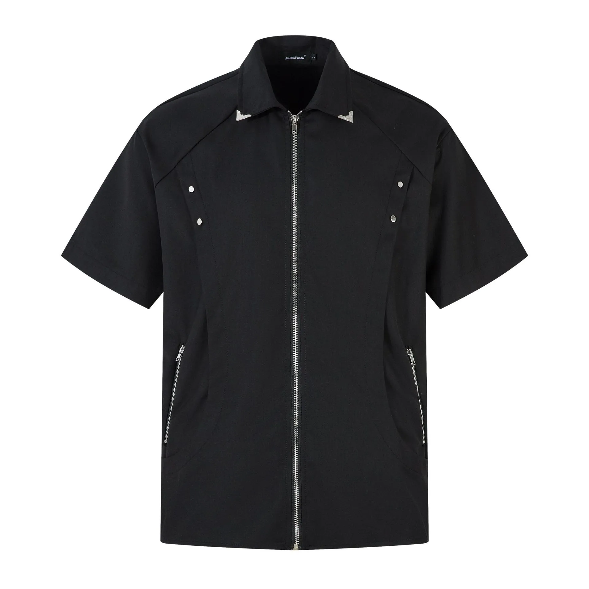 Jiayiku Men's  Summer Short-Sleeve Shirt New Style Cleanfit Niche Design Zipper Shirt Handsome display picture 3
