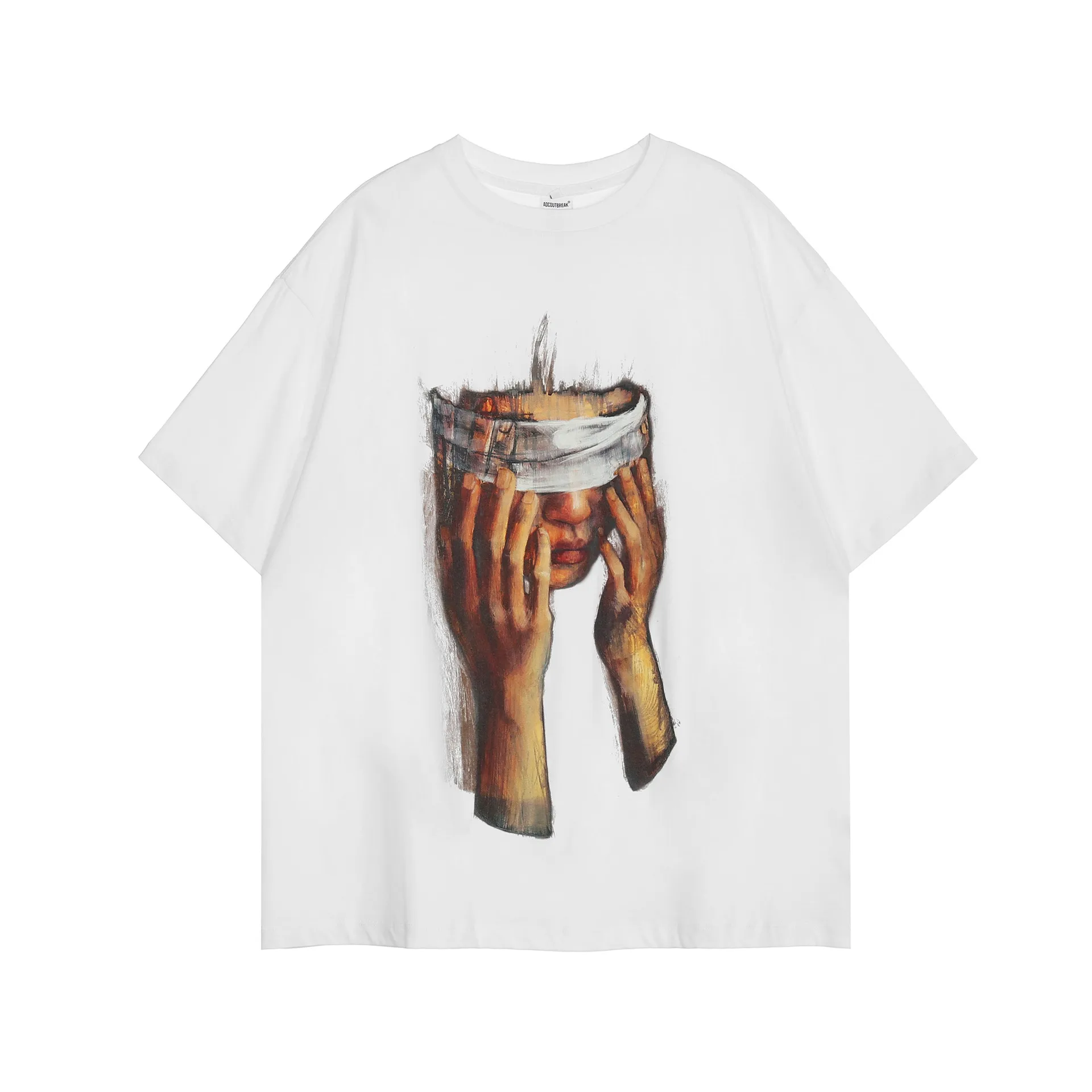 Jiayiku  Summer Couple T-shirt Plus Size American Retro Trendy Brand Oil Painting Style Washed T-shirt Short Sleeve Men's Loose display picture 11