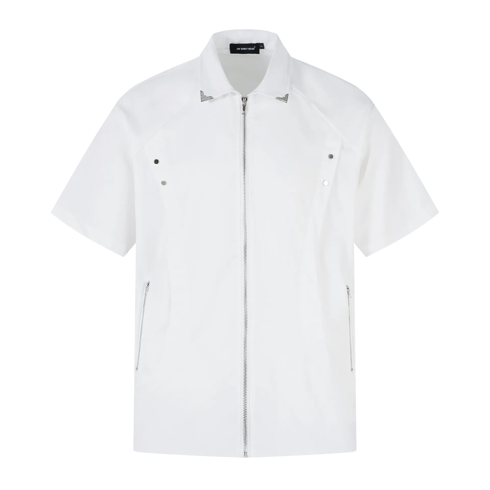 Jiayiku Men's  Summer Short-Sleeve Shirt New Style Cleanfit Niche Design Zipper Shirt Handsome display picture 5