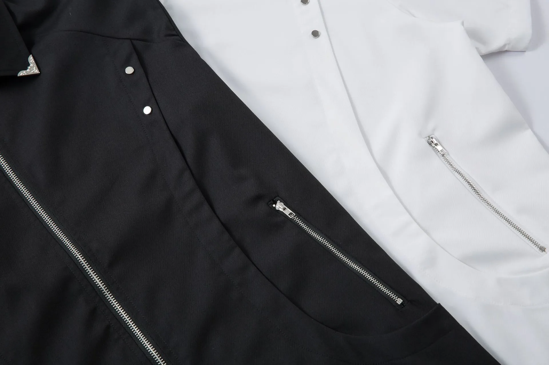 Jiayiku Men's  Summer Short-Sleeve Shirt New Style Cleanfit Niche Design Zipper Shirt Handsome display picture 8