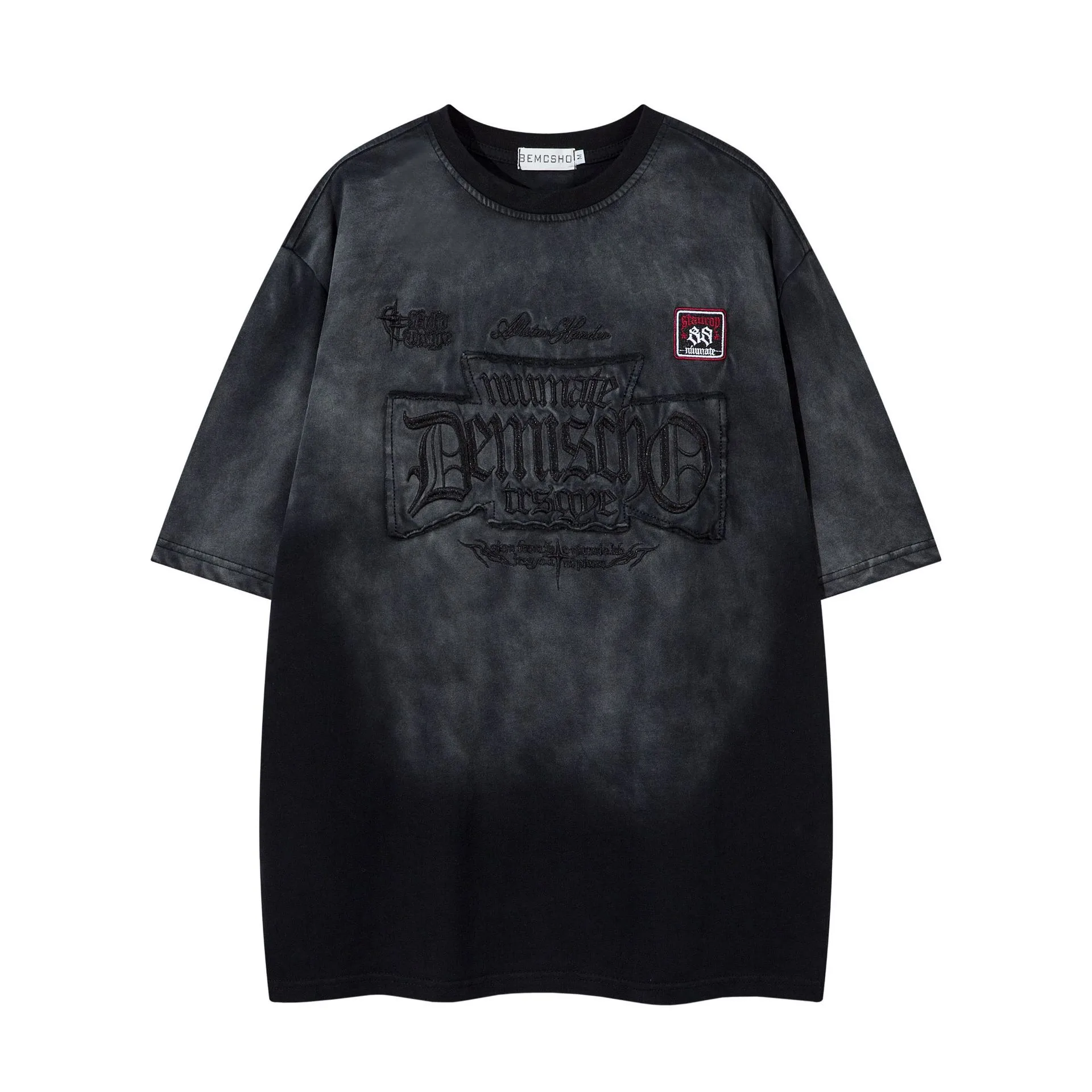 Jiayiku Men's Summer Short-Sleeved T-Shirt Pure Cotton American Hip-Hop Trendy Brand Retro Washed Cotton Embroidered T-Shirt Short-Sleeved display picture 5
