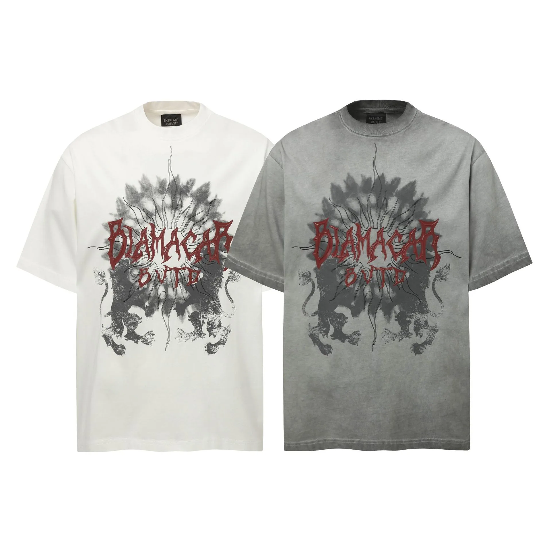 Jiayiku  Summer T-shirt Men's American Retro Band Fashion Brand Batik Washed Cotton T-shirt Short-sleeved Men's Loose display picture 2
