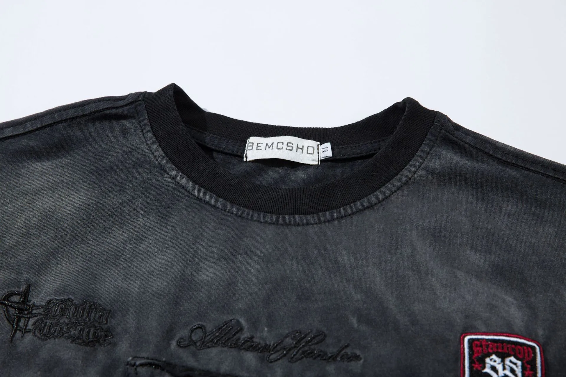 Jiayiku Men's Summer Short-Sleeved T-Shirt Pure Cotton American Hip-Hop Trendy Brand Retro Washed Cotton Embroidered T-Shirt Short-Sleeved display picture 19