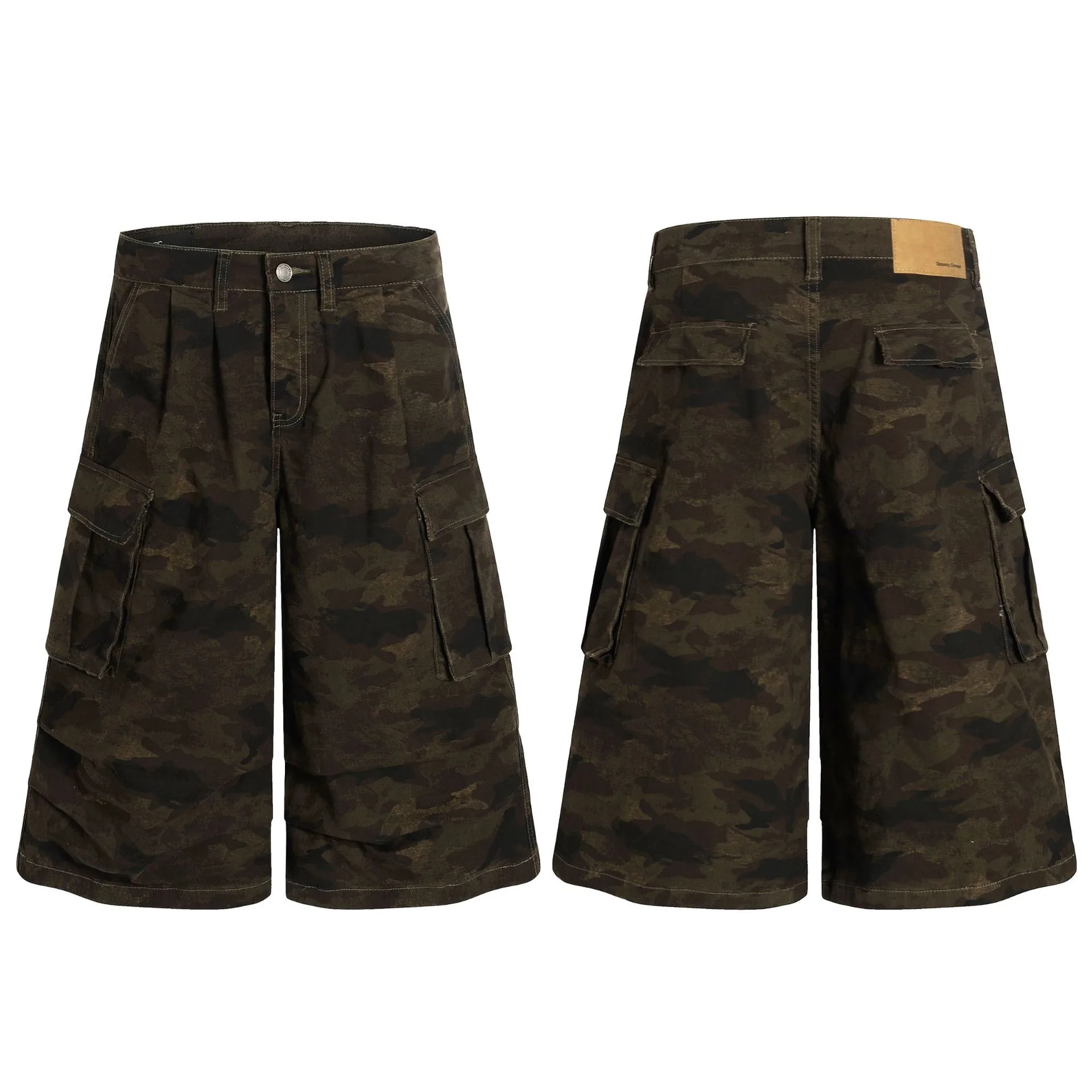 Jiayiku  Summer Pants Men's American Style Fashion Brand Vintage Camouflage Workwear Loose Wide Leg Casual Pants display picture 2