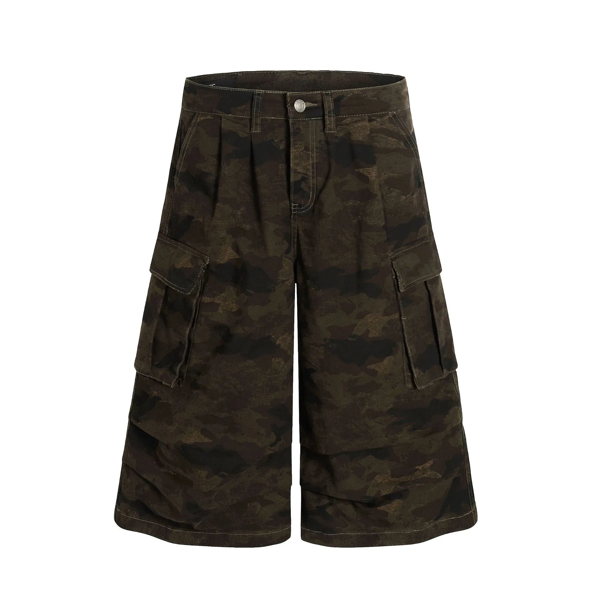 Jiayiku  Summer Pants Men's American Style Fashion Brand Vintage Camouflage Workwear Loose Wide Leg Casual Pants display picture 3