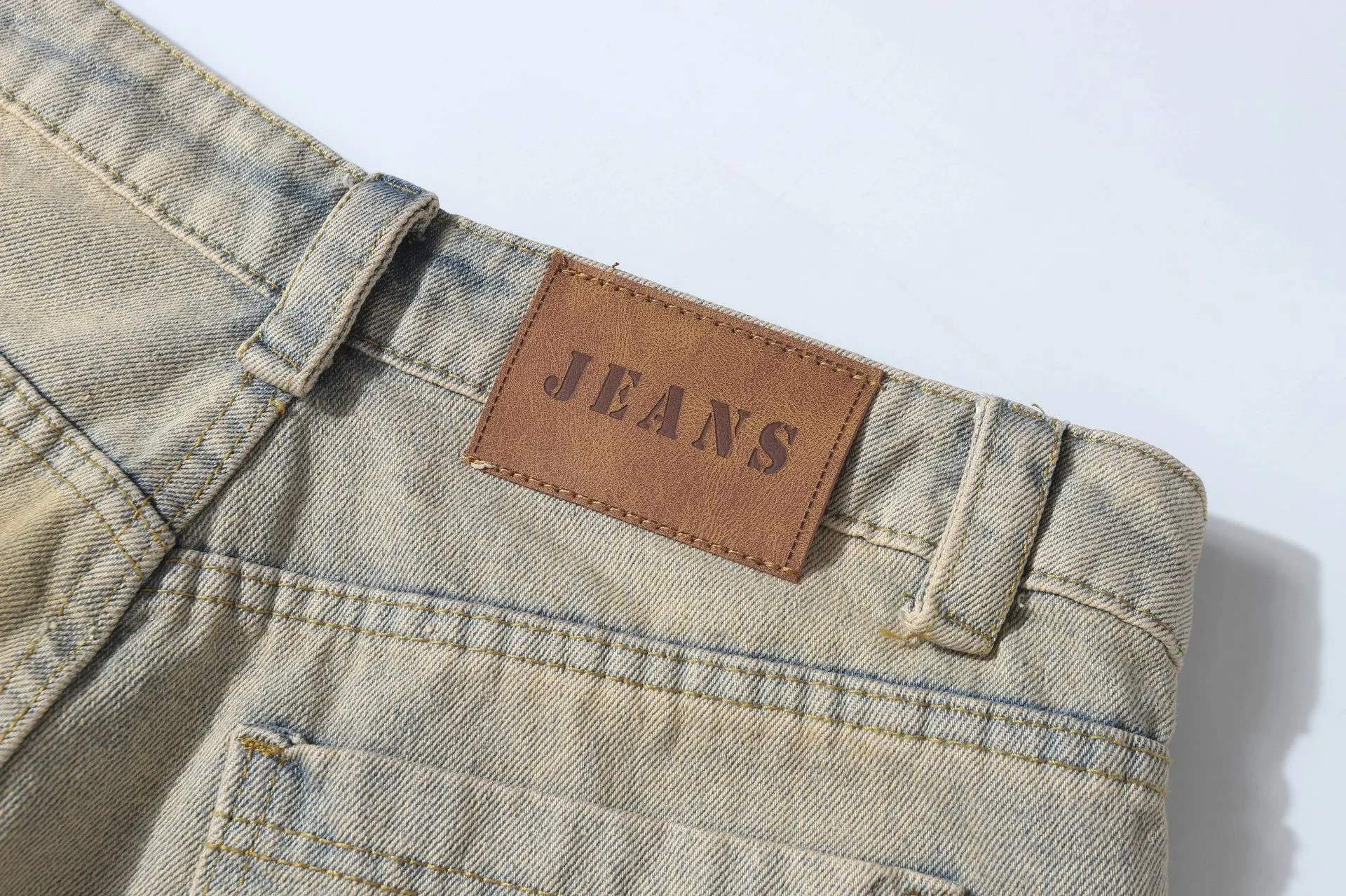 Jiayiku Men's  American High Street RO Heavy Washed Machete Denim Shorts Loose Wide Leg Cropped Pants display picture 16