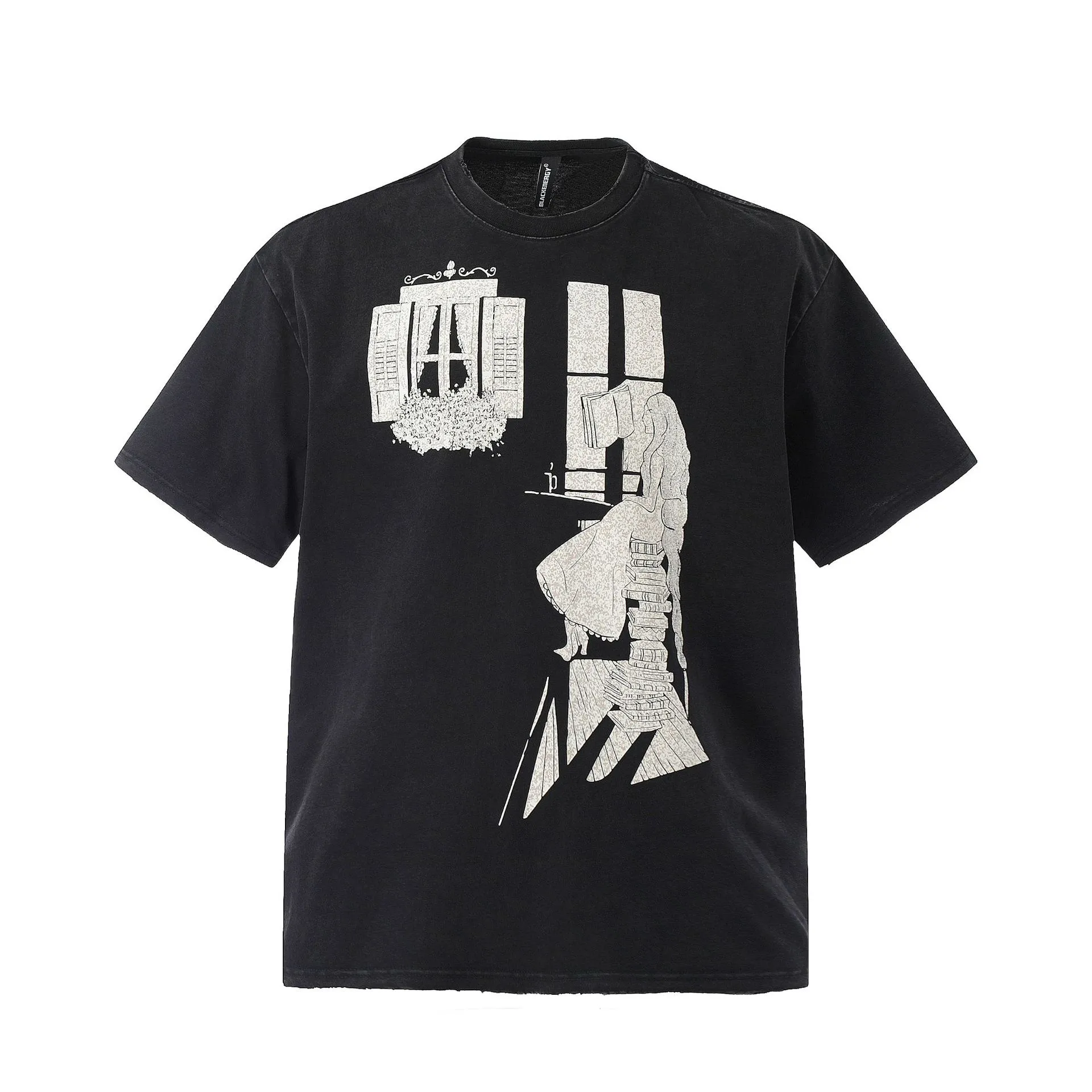 Jiayiku  Summer T-shirt Short-sleeved Men's American Style Retro Trendy Brand Base Shirt Washed Old T-shirt Cotton Loose display picture 3