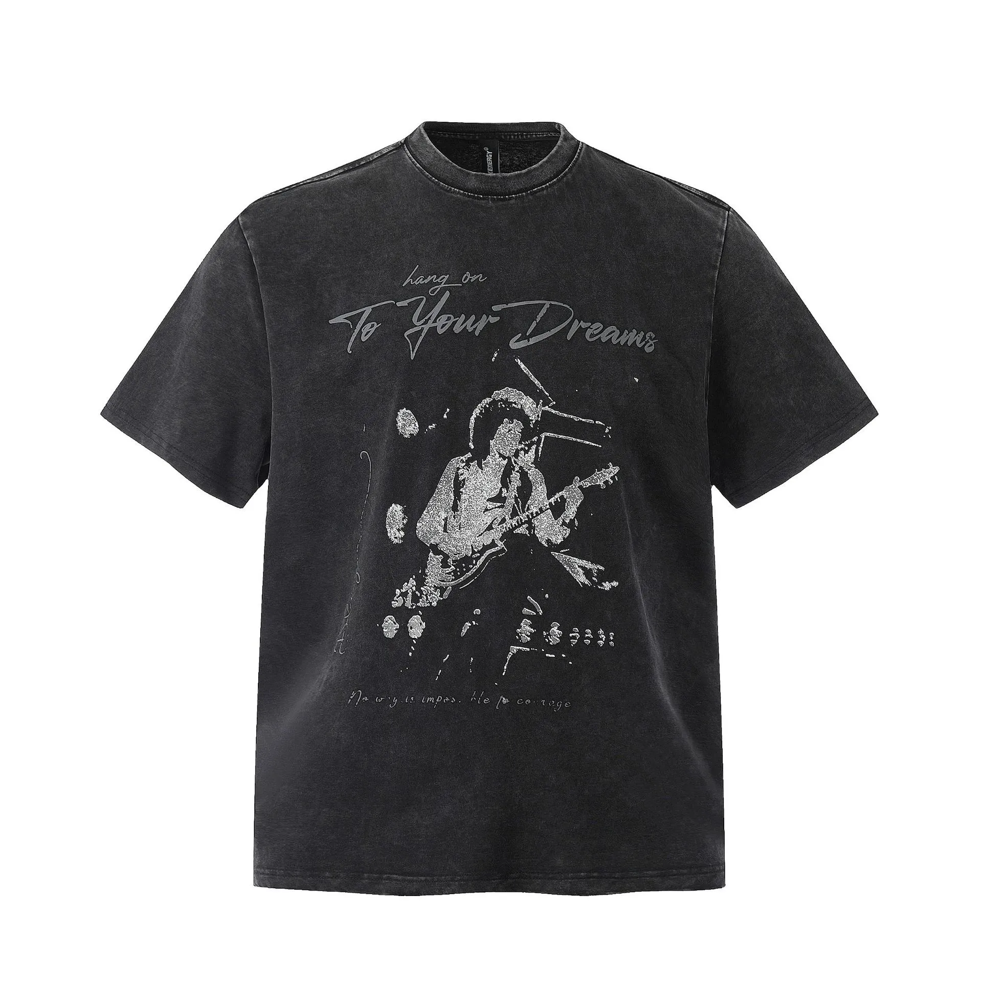 Jiayiku Men's  Summer Pure Cotton T-shirt American Street Hip Hop Fashion Brand T-shirt Dark Style Washed T-shirt display picture 3