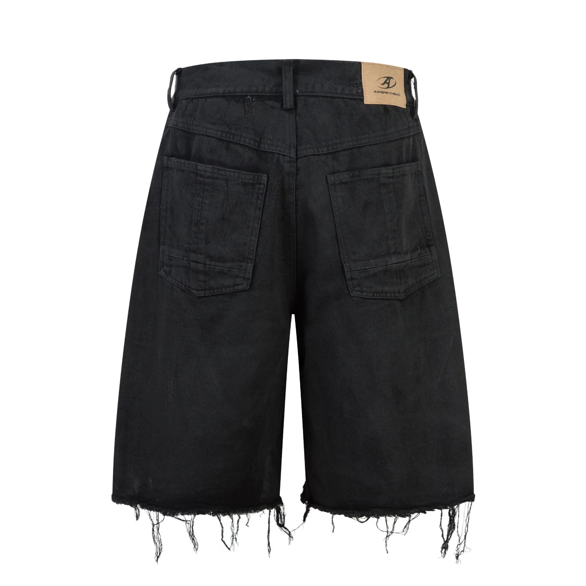 Jiayiku Fashion Brand  Advanced Sense RO Style Five-point Pants Men's American Style Street Washing Rags Denim Pants Straight Pants display picture 5