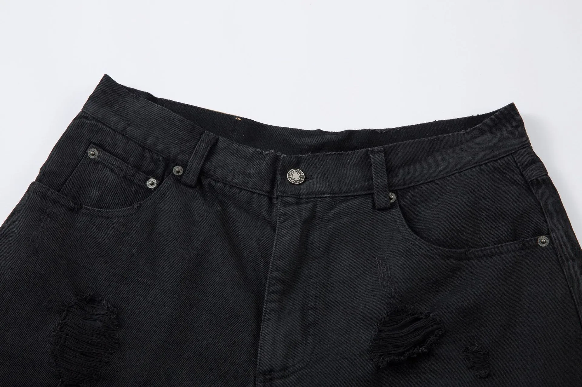Jiayiku Fashion Brand  Advanced Sense RO Style Five-point Pants Men's American Style Street Washing Rags Denim Pants Straight Pants display picture 6