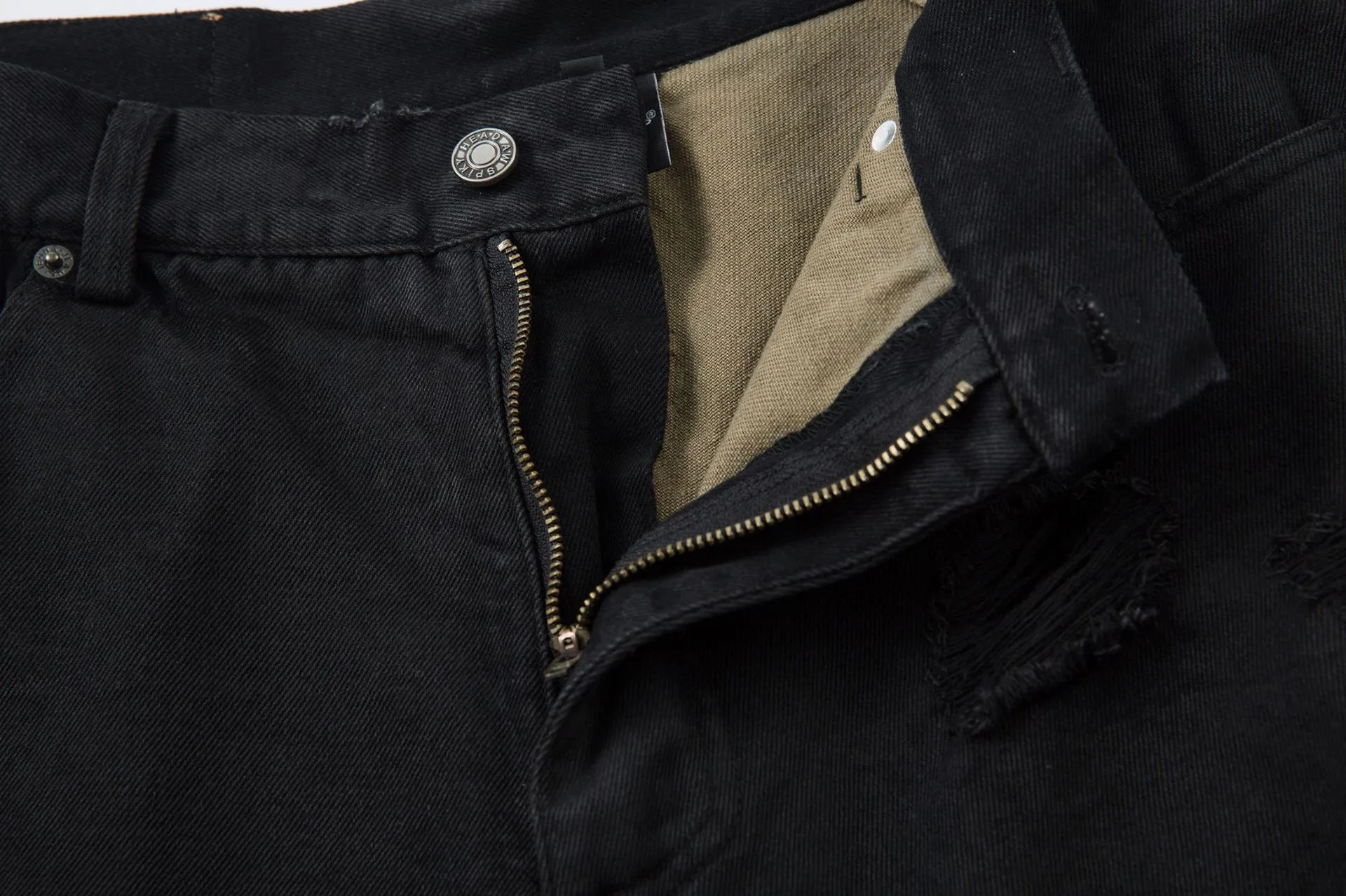 Jiayiku Fashion Brand  Advanced Sense RO Style Five-point Pants Men's American Style Street Washing Rags Denim Pants Straight Pants display picture 7