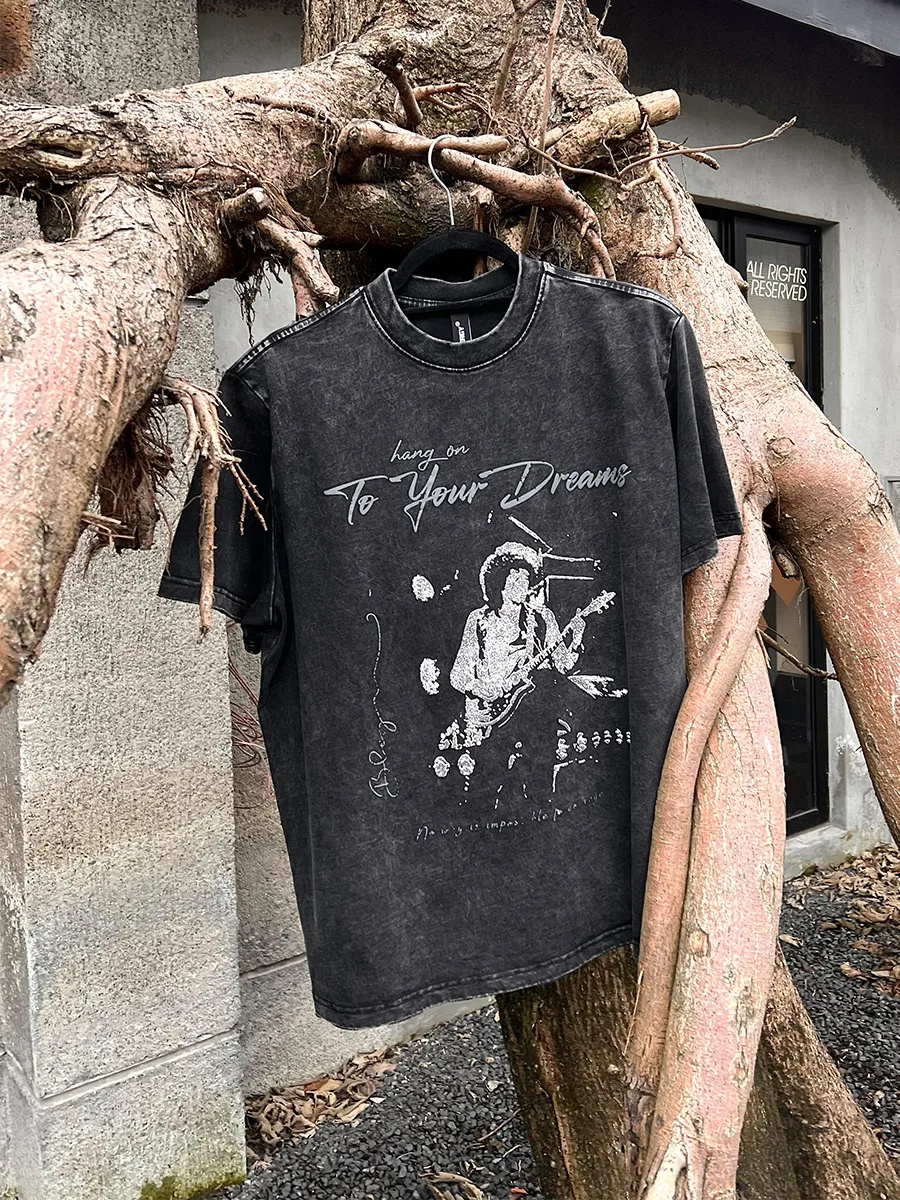 Jiayiku Men's  Summer Pure Cotton T-shirt American Street Hip Hop Fashion Brand T-shirt Dark Style Washed T-shirt display picture 11