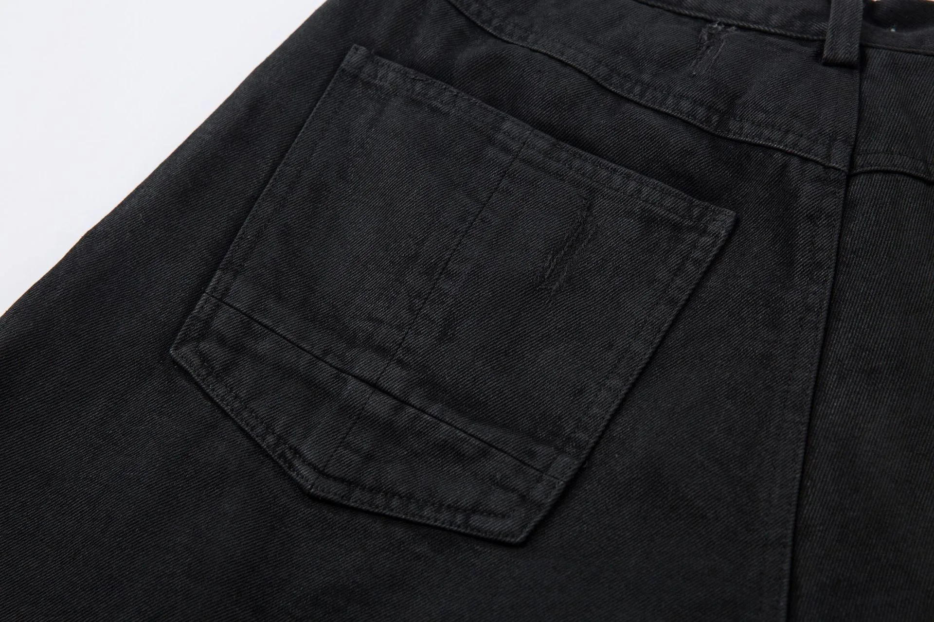 Jiayiku Fashion Brand  Advanced Sense RO Style Five-point Pants Men's American Style Street Washing Rags Denim Pants Straight Pants display picture 17