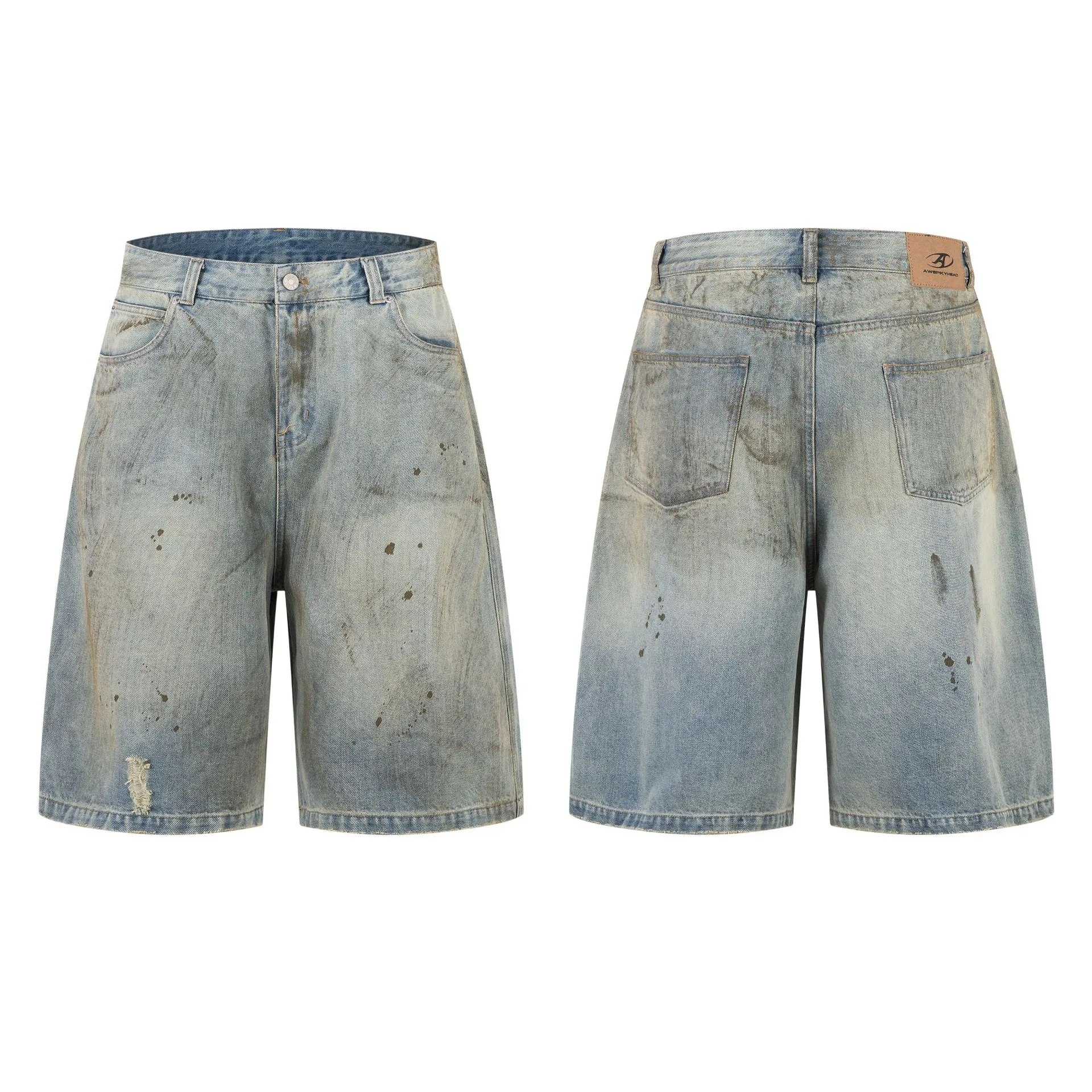 Jiayiku Men's  High-end Feeling Puppies Handsome Pants Men's American-style High Street RO Dirty Dirty Dyed Washed Denim Pants display picture 2