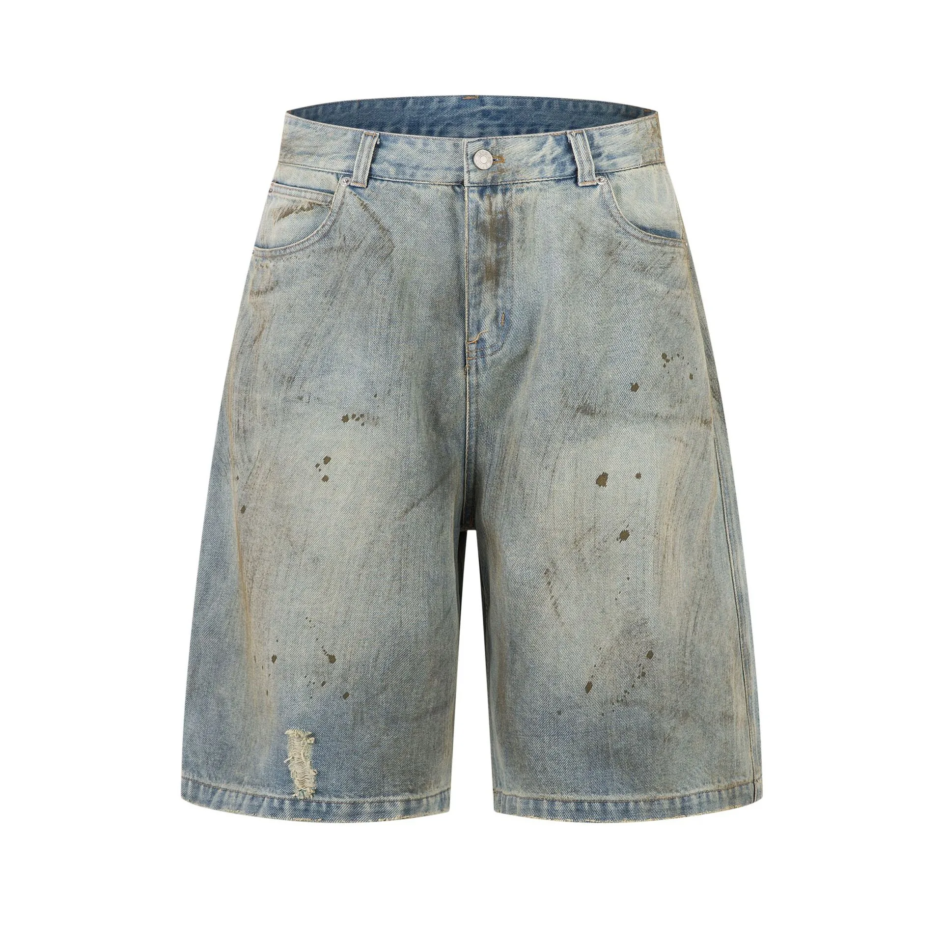 Jiayiku Men's  High-end Feeling Puppies Handsome Pants Men's American-style High Street RO Dirty Dirty Dyed Washed Denim Pants display picture 3