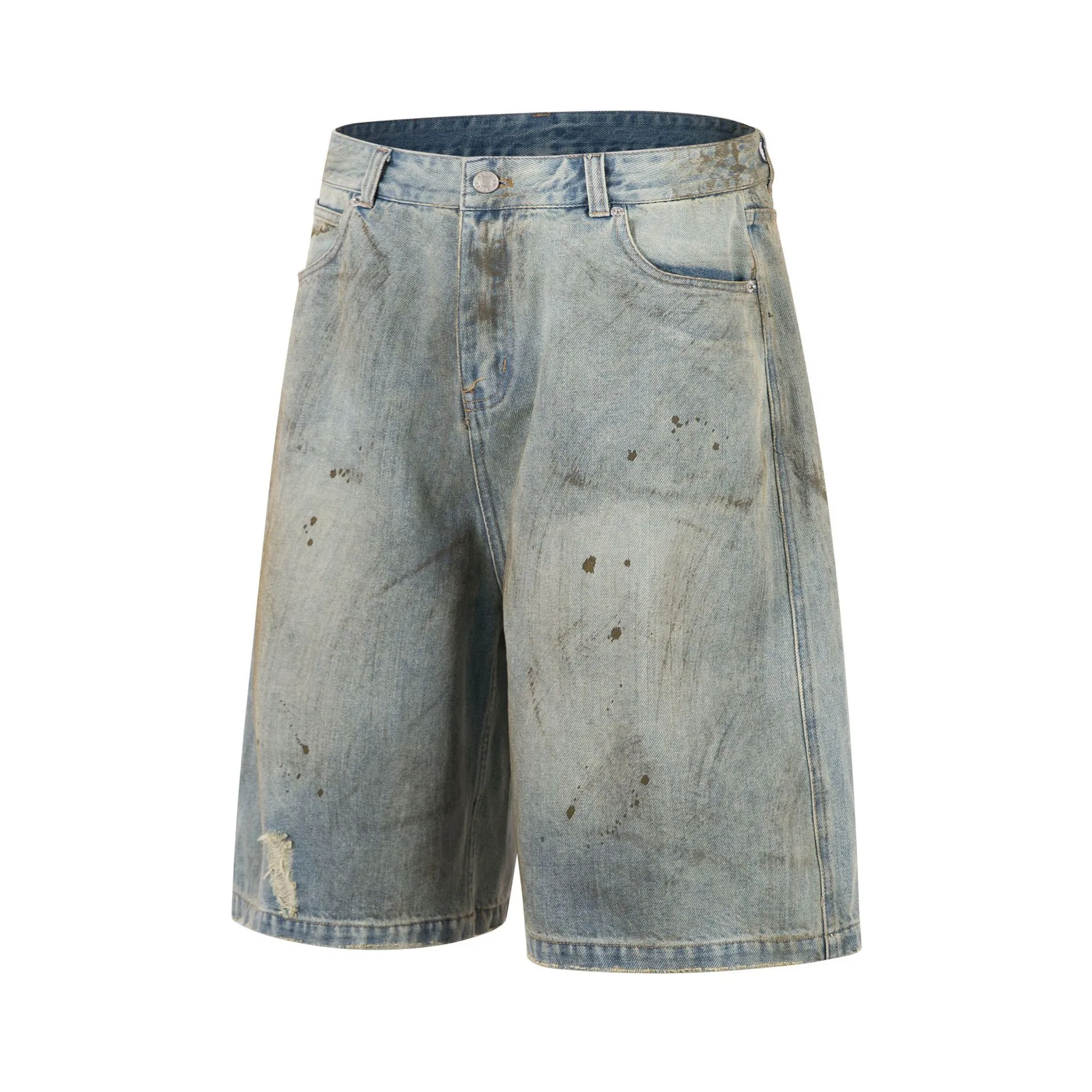 Jiayiku Men's  High-end Feeling Puppies Handsome Pants Men's American-style High Street RO Dirty Dirty Dyed Washed Denim Pants display picture 4