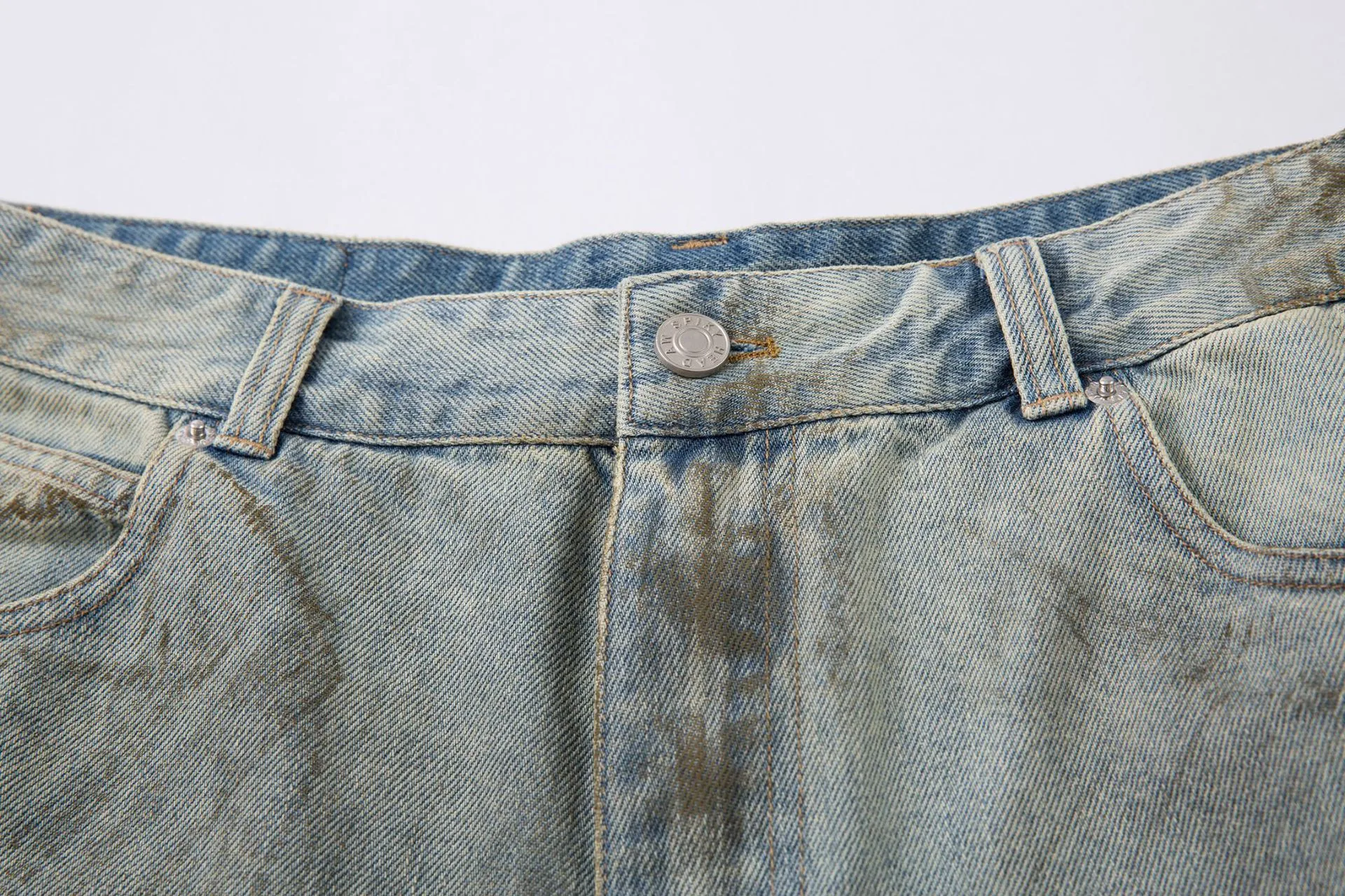 Jiayiku Men's  High-end Feeling Puppies Handsome Pants Men's American-style High Street RO Dirty Dirty Dyed Washed Denim Pants display picture 7