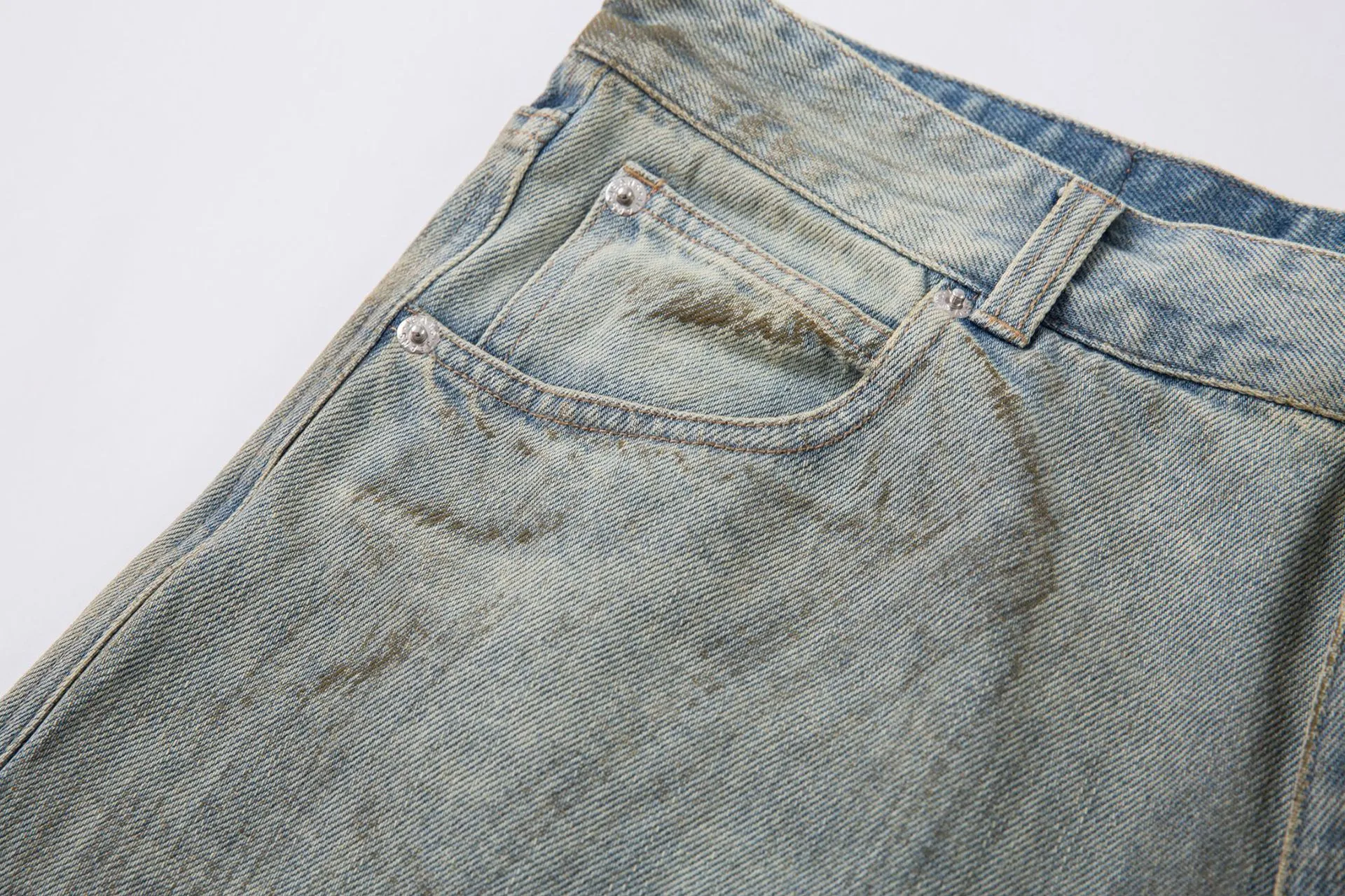 Jiayiku Men's  High-end Feeling Puppies Handsome Pants Men's American-style High Street RO Dirty Dirty Dyed Washed Denim Pants display picture 8