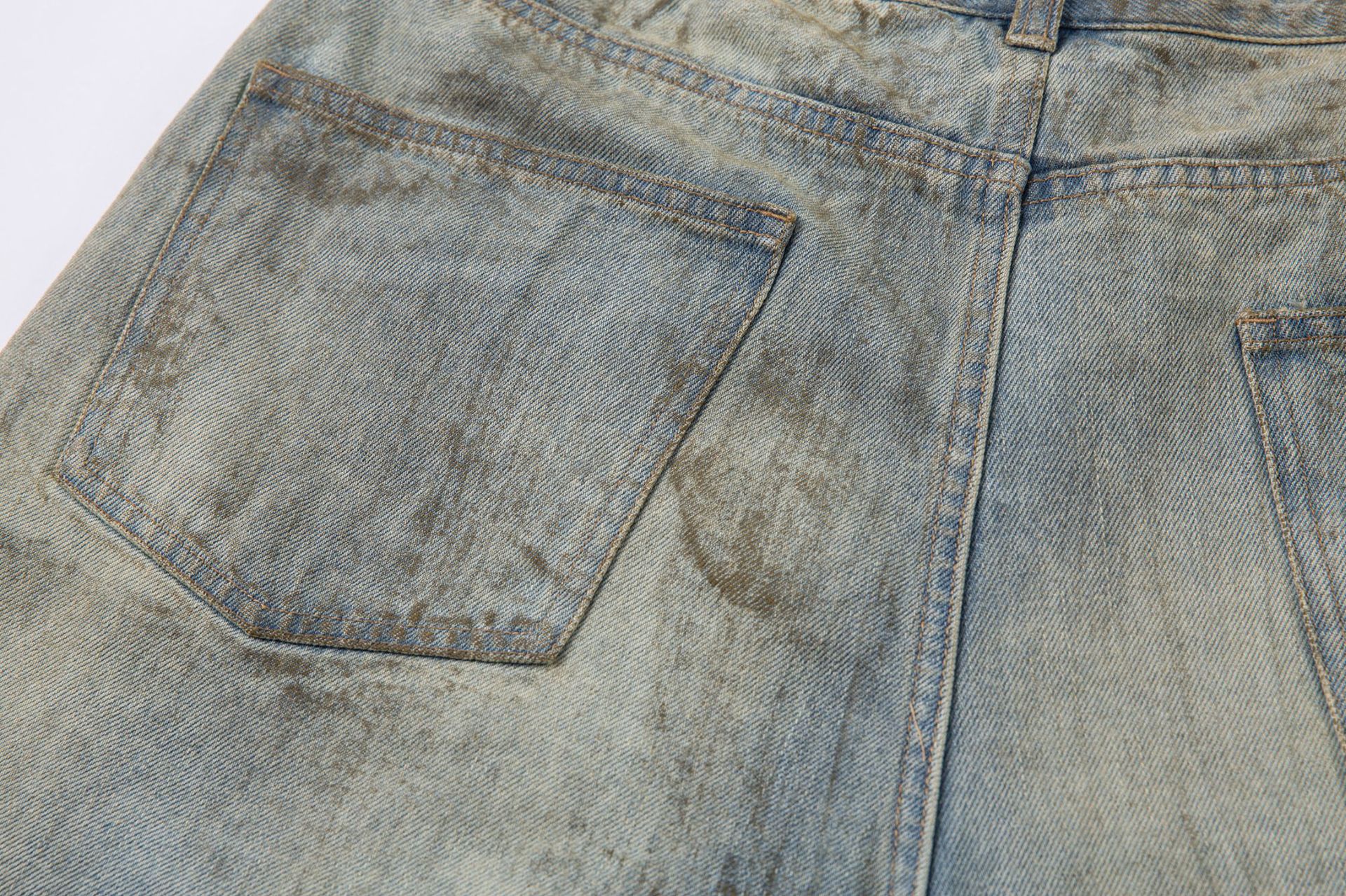 Jiayiku Men's  High-end Feeling Puppies Handsome Pants Men's American-style High Street RO Dirty Dirty Dyed Washed Denim Pants display picture 11
