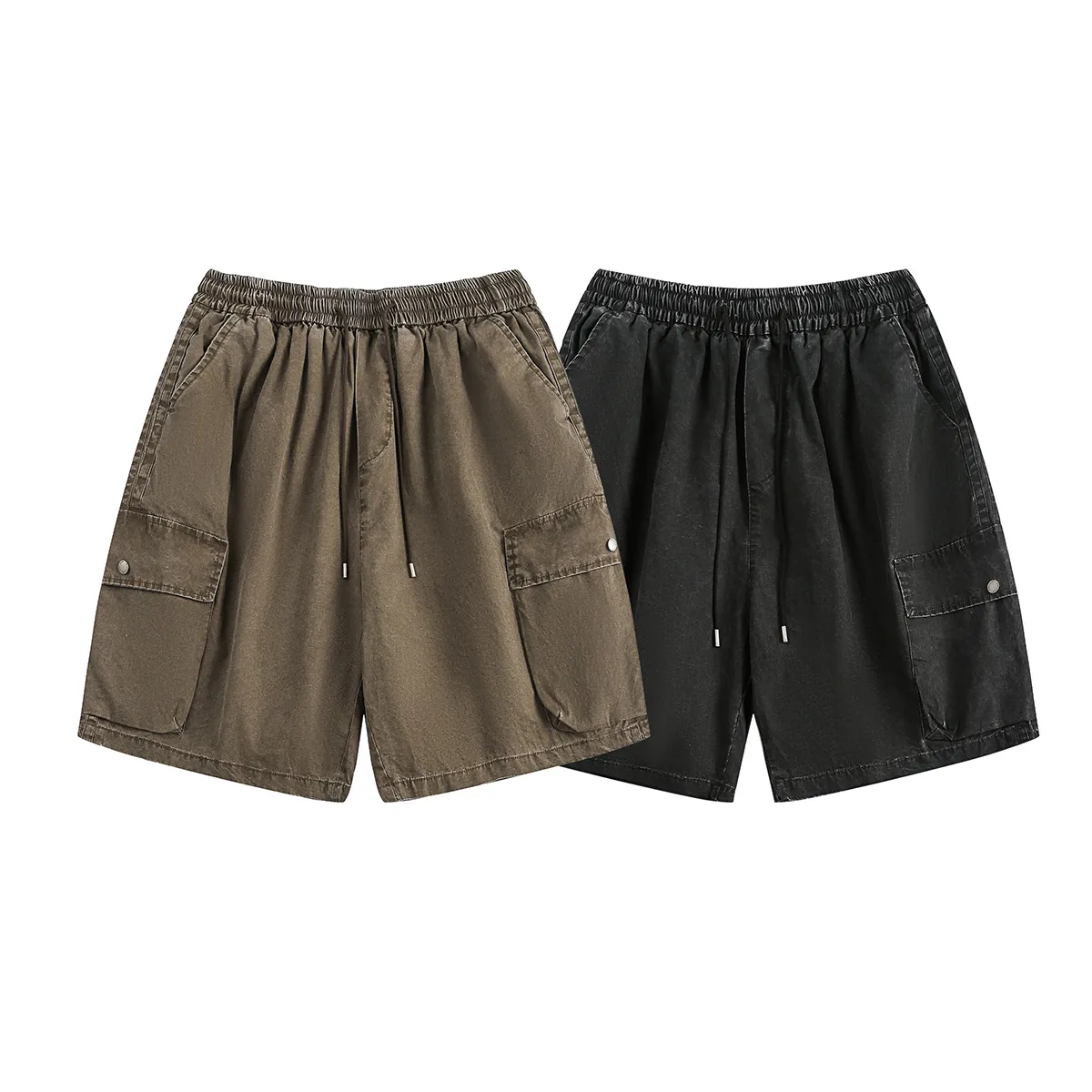 Men's Casual Shorts Simple Versatile American Retro Trendy Brand Washed Niche Workwear Casual Knee-Length Shorts Unisex display picture 2