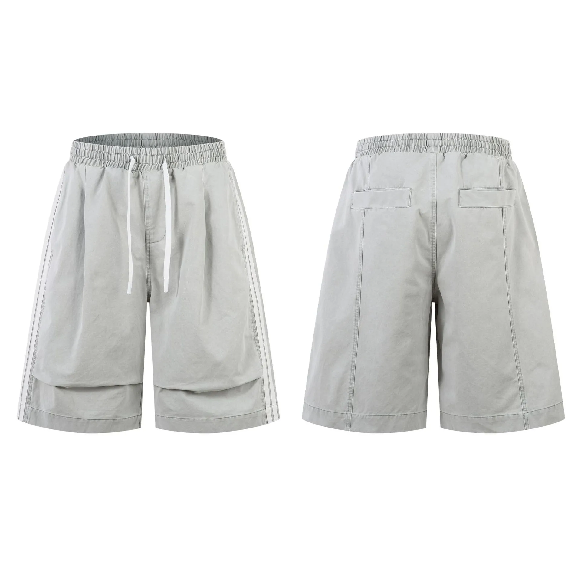 Jiayiku Trendy Brand  New Men's American Retro Washed Mid-Length Pants Loose Drape Wide-Leg Pants display picture 2