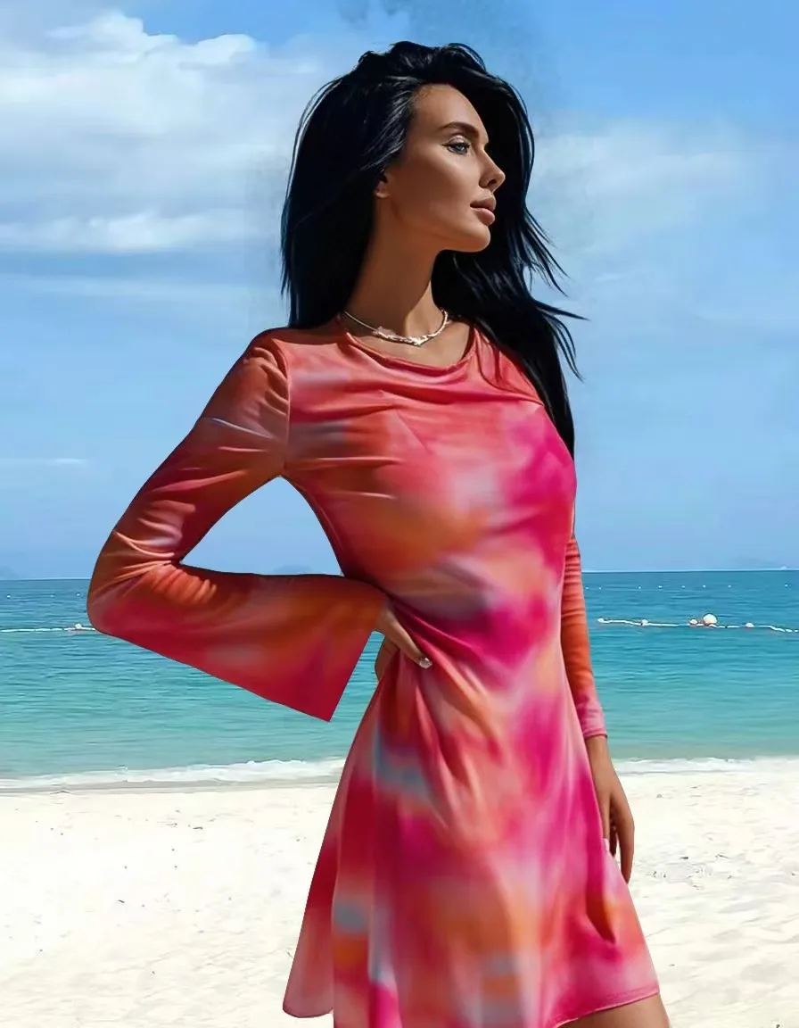 Beach Robe Lace Mesh Dress Street Trend display picture 6