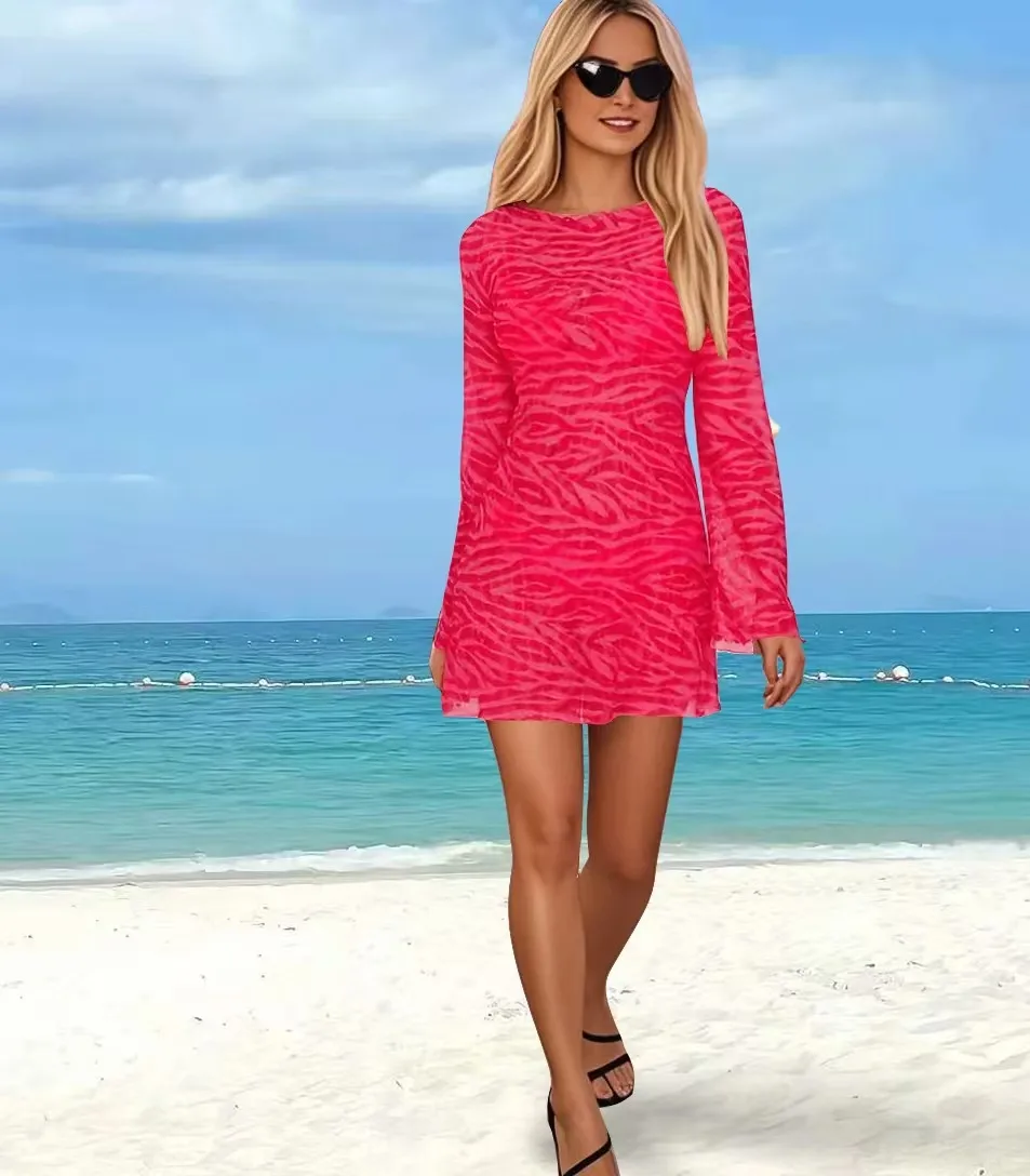 Beach Robe Lace Mesh Dress Street Trend display picture 7