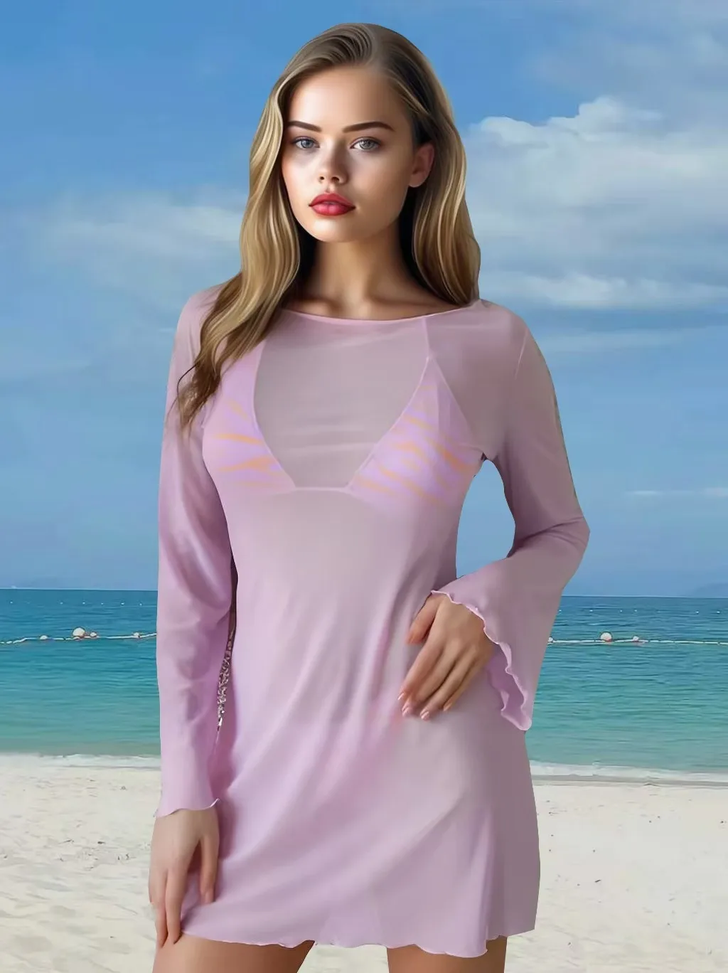Beach Robe Lace Mesh Dress Street Trend display picture 9