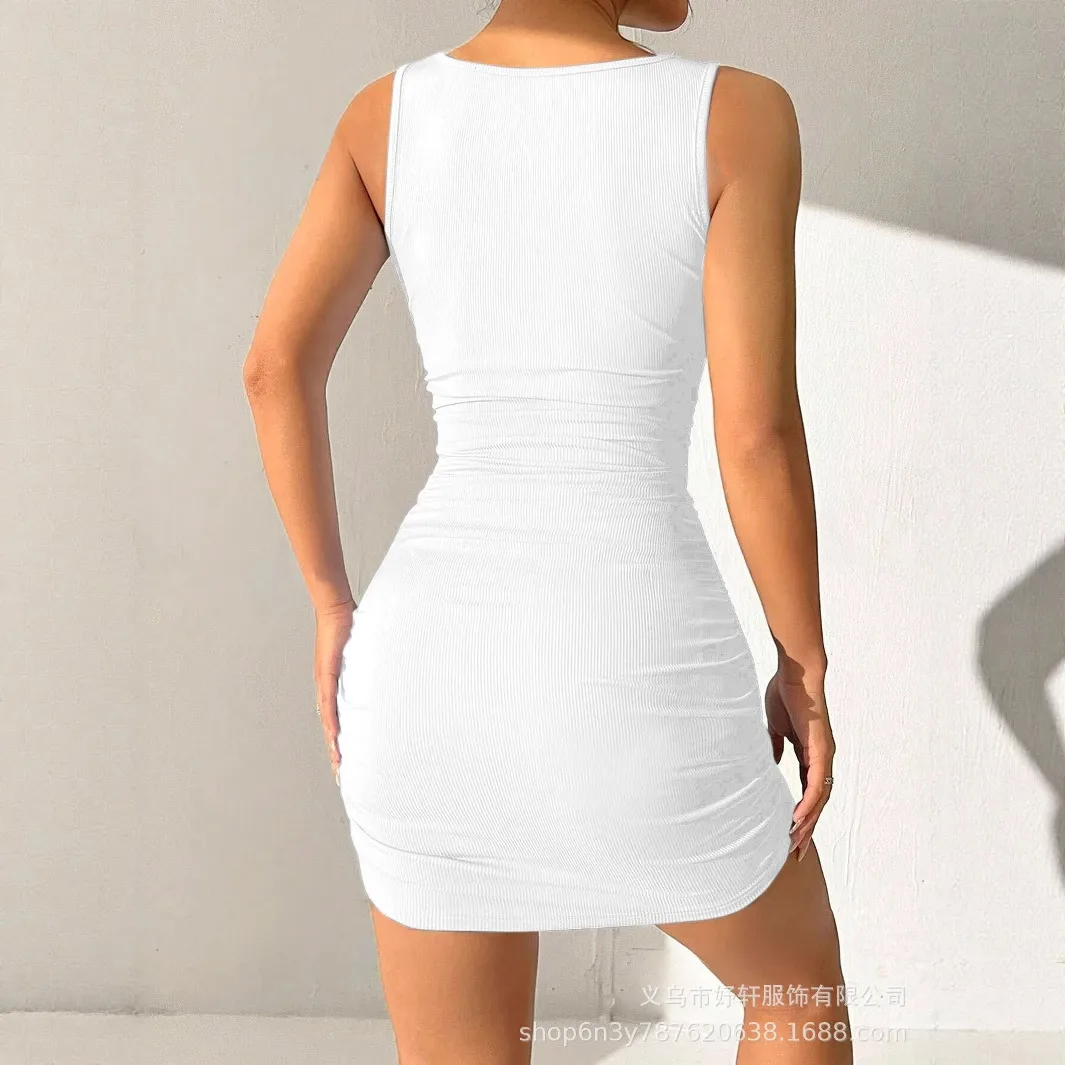 New Summer Sleeveless Women's Elegant And Elegant Style Pleated Bag Hip Sling Tight Dress display picture 4