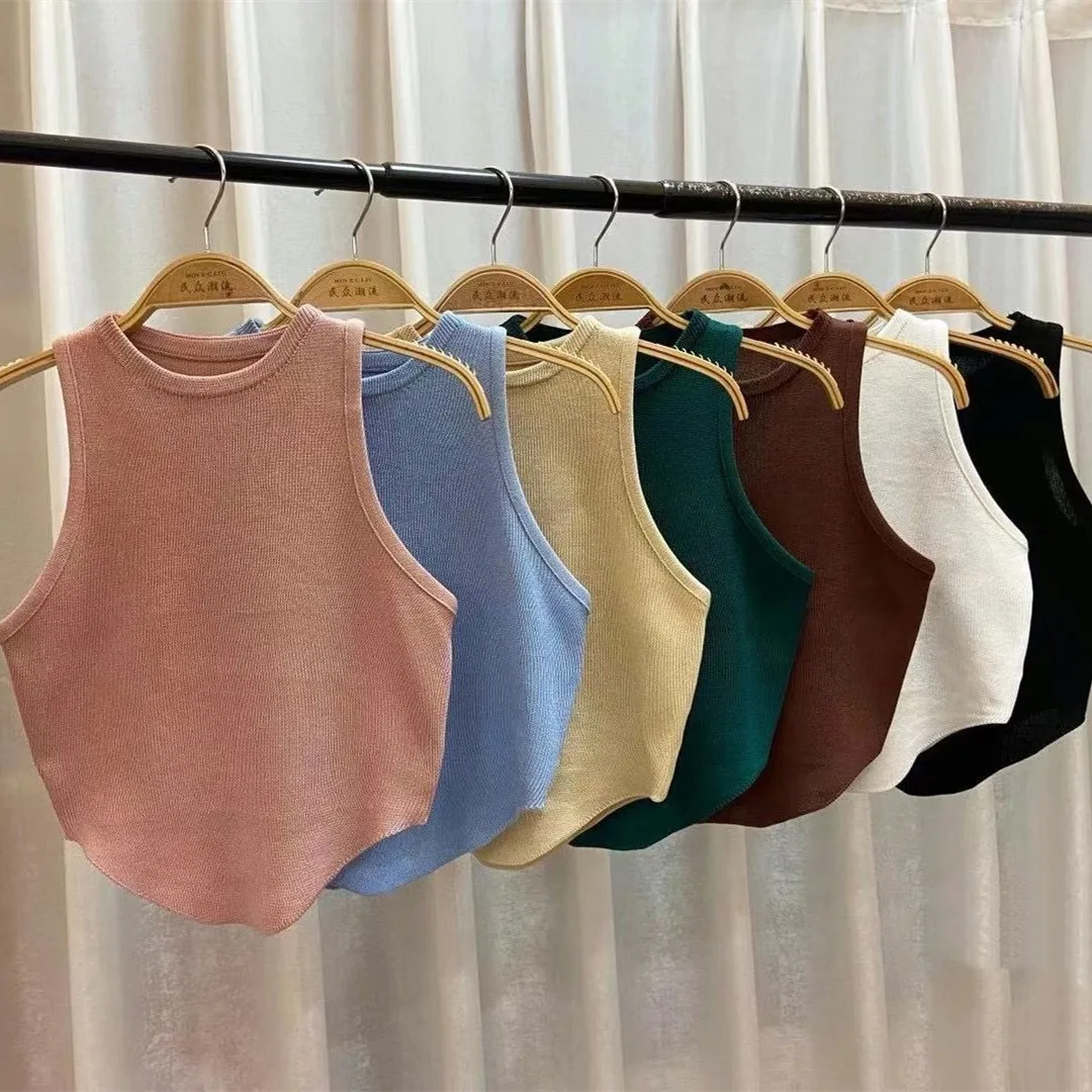 Summer Hong Kong Style Elegant Sexy Irregular Design Navel-exposed Slim-fit Slim-fit Beautiful Back All-match Camisole Vest display picture 1