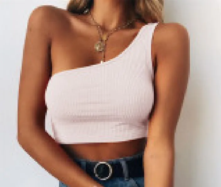 Europe And The United States New Stitching Solid Color Single Shoulder Camisole Small Vest Spot display picture 6