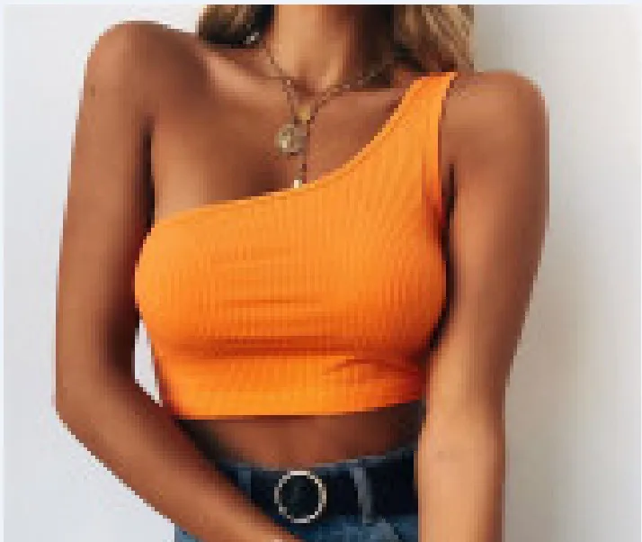 Europe And The United States New Stitching Solid Color Single Shoulder Camisole Small Vest Spot display picture 7