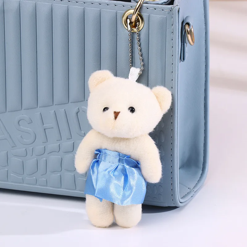 New Fashion High-end Foreign Trade Women's Bag Portable Rhombic Embroidery Small Square Bag Bear Hanging Ornaments Shoulder Crossbody Square Bag display picture 9