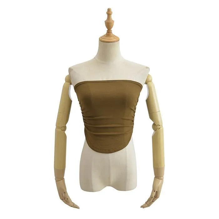 Camisole Women's Simple Solid Color Short Navel Design Fashionable Elegant  Style Pleated Slim Top display picture 4