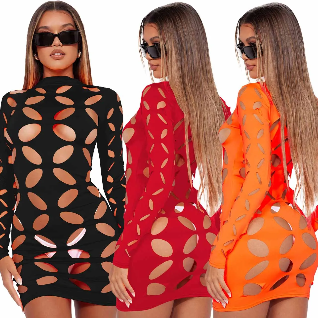 YD8721-H1  Women's Clothing  New Sexy Fashion Hollow Burning Flower Dress  Women display picture 8
