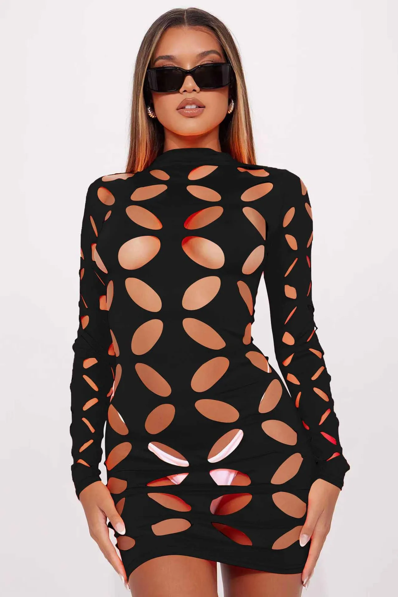 YD8721-H1  Women's Clothing  New Sexy Fashion Hollow Burning Flower Dress  Women display picture 2