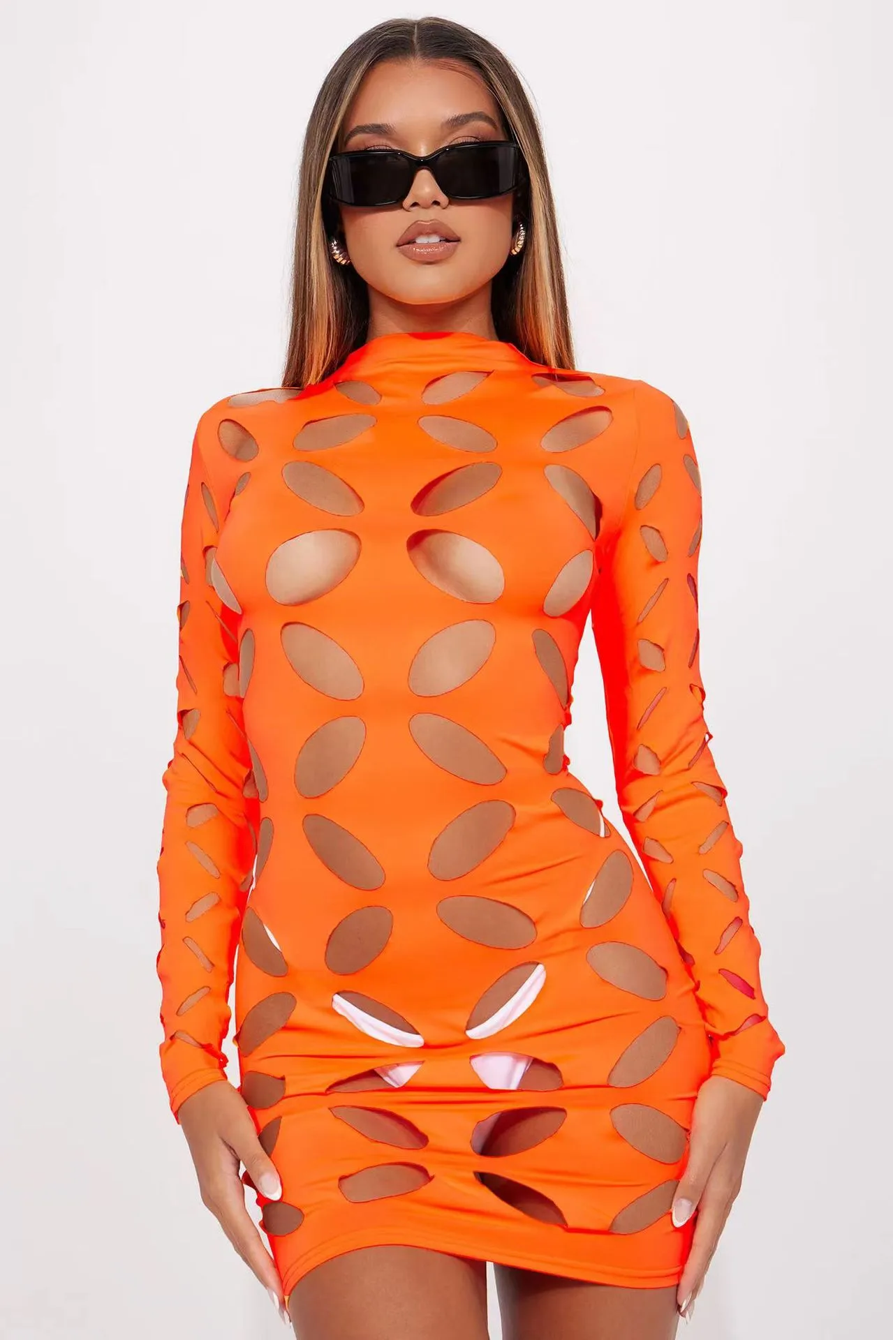 YD8721-H1  Women's Clothing  New Sexy Fashion Hollow Burning Flower Dress  Women display picture 6