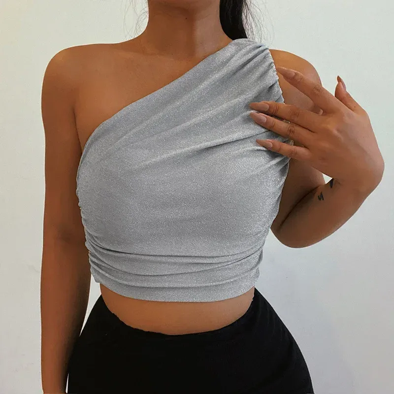 LS21492 Top Women's Early Spring New Sexy Shoulder Slim-fit Chest-revealing Personalized Casual Commuter Spice Girl Vest display picture 2