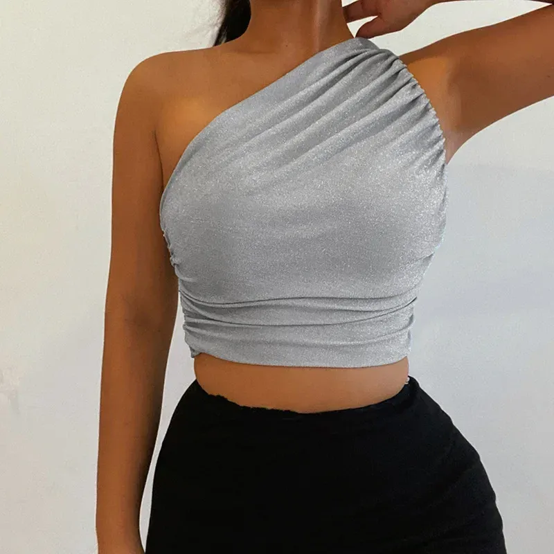 LS21492 Top Women's Early Spring New Sexy Shoulder Slim-fit Chest-revealing Personalized Casual Commuter Spice Girl Vest display picture 8