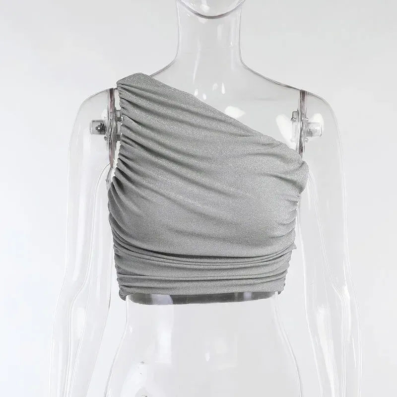 LS21492 Top Women's Early Spring New Sexy Shoulder Slim-fit Chest-revealing Personalized Casual Commuter Spice Girl Vest display picture 14
