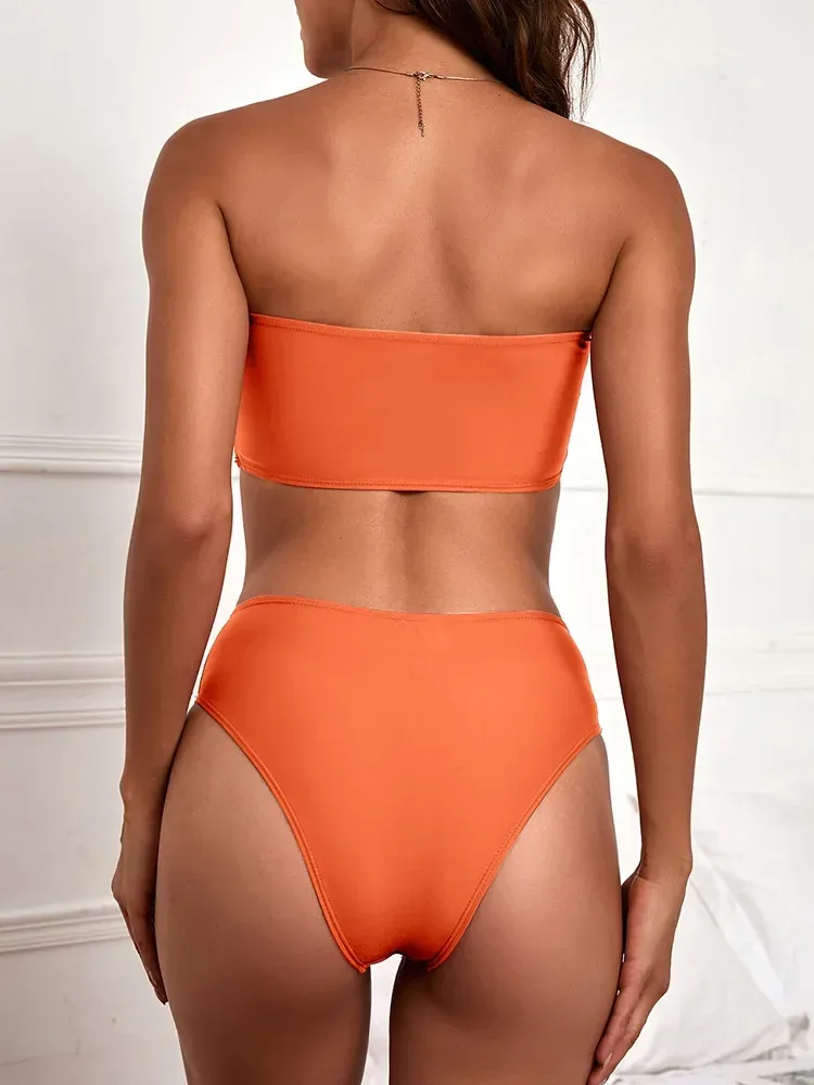 Swimwear  Sexy Strapless High Waist Split Bikini   Explosions Swimwear display picture 2