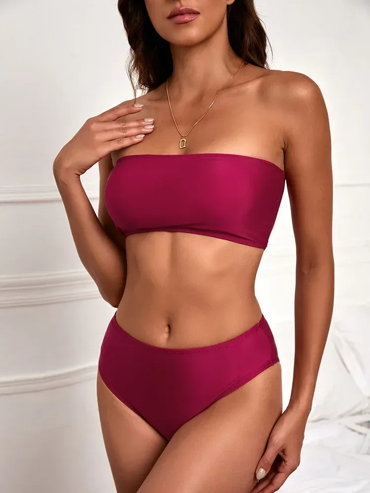 Swimwear  Sexy Strapless High Waist Split Bikini   Explosions Swimwear display picture 3