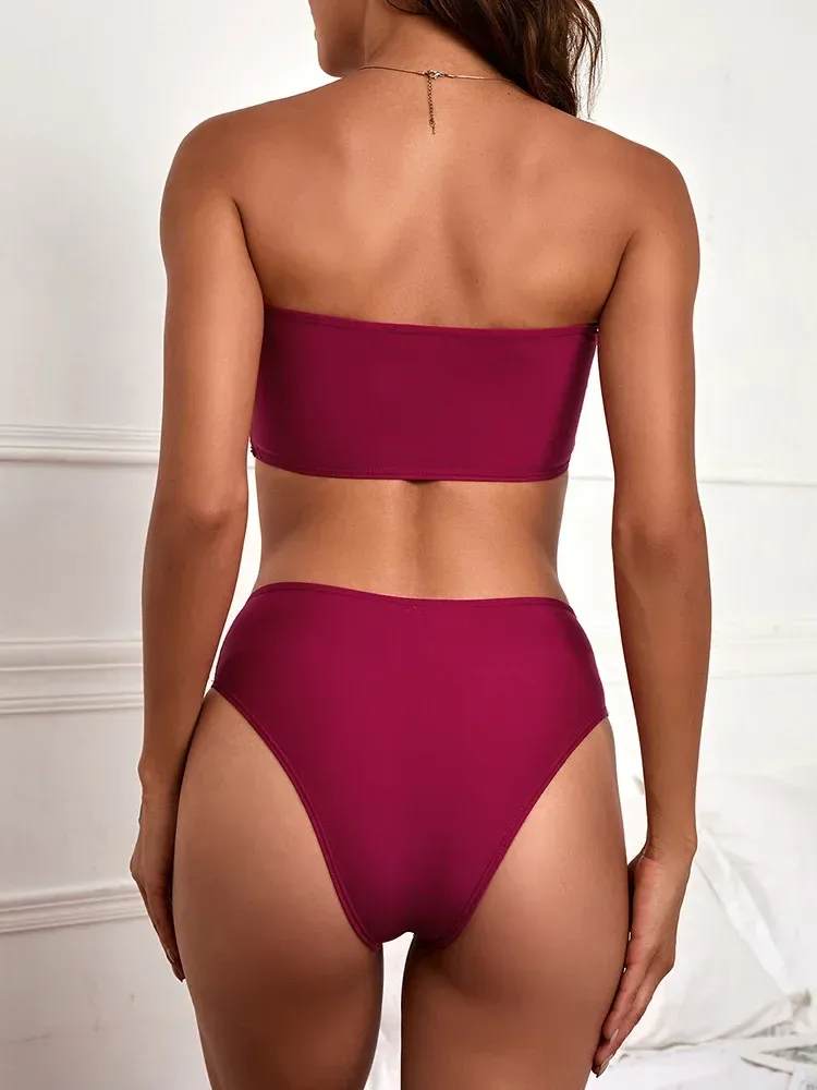 Swimwear  Sexy Strapless High Waist Split Bikini   Explosions Swimwear display picture 4