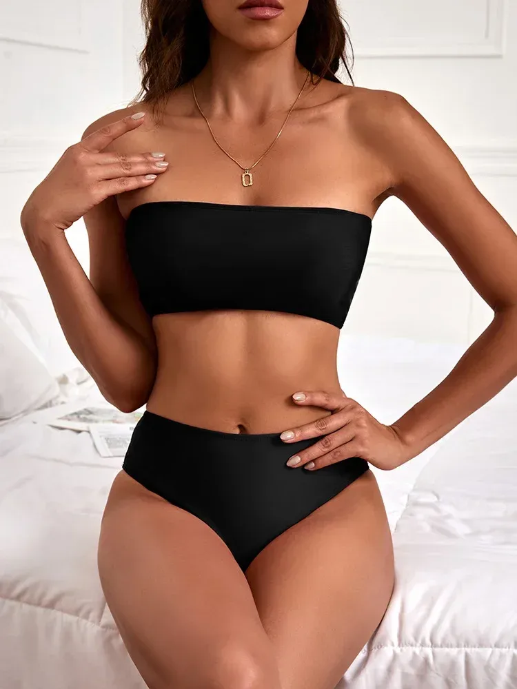 Swimwear  Sexy Strapless High Waist Split Bikini   Explosions Swimwear display picture 5